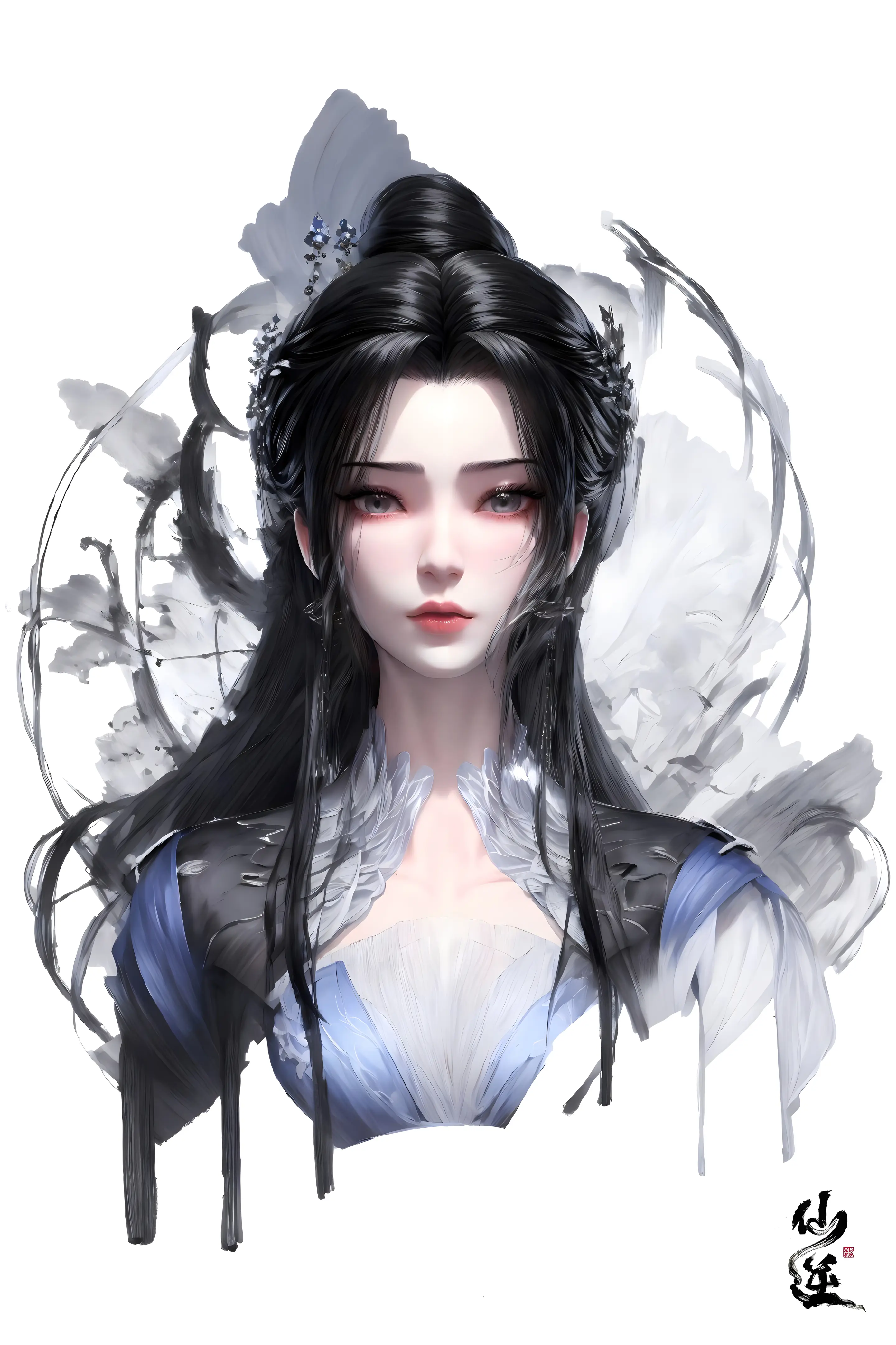 ai绘画|国漫女神水墨风手机壁纸:元龙阿七,仙逆李慕婉