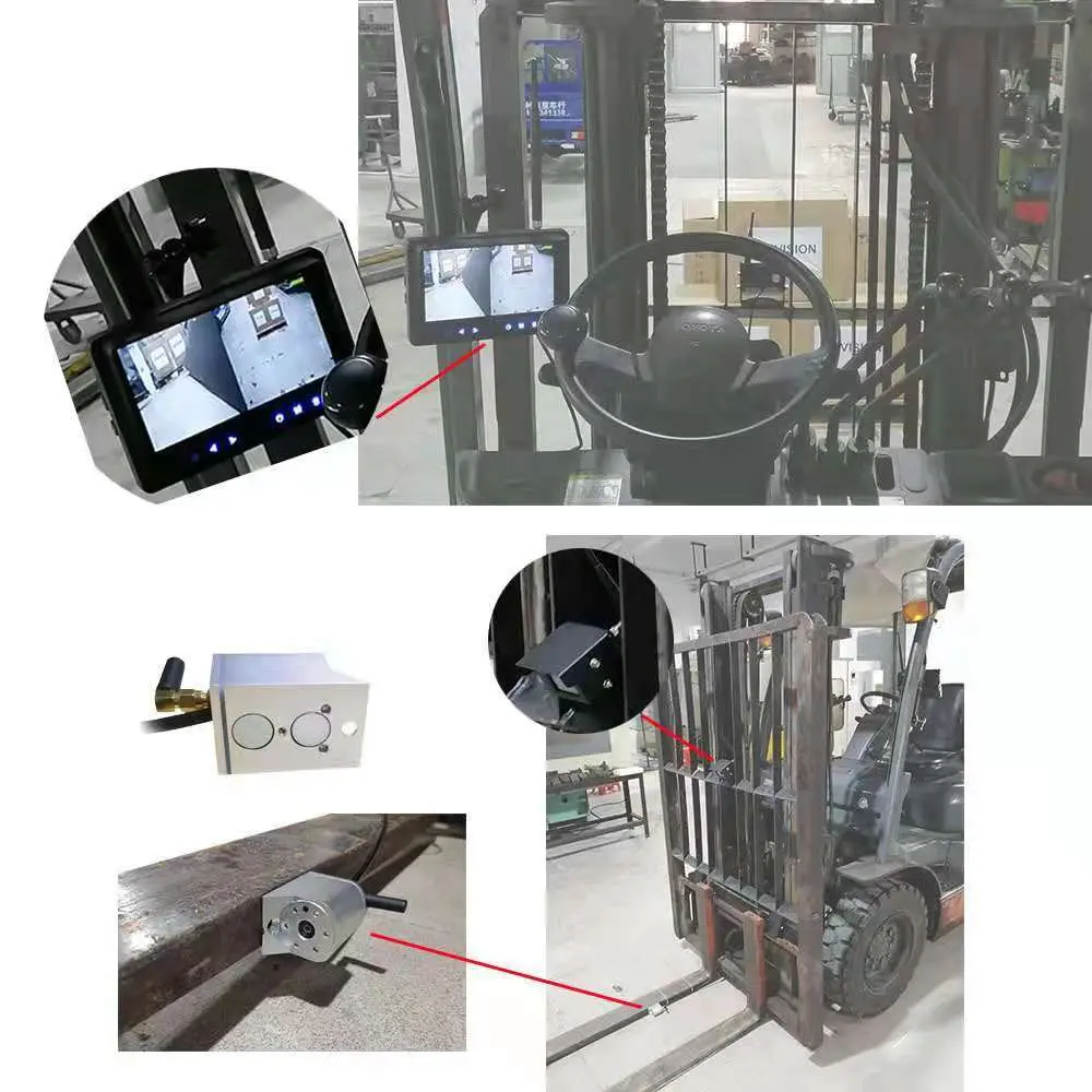 叉车高位盲区显示器 无线摄像头免打孔 视线遮挡的解决方案