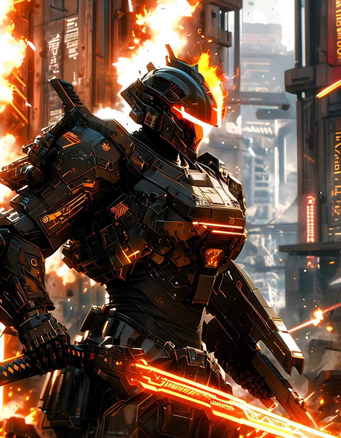 ai绘画,ai画的机甲战士.2025年4月5日