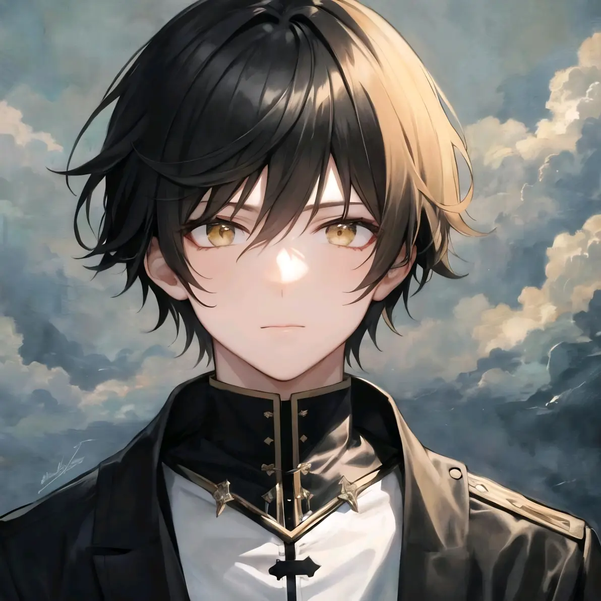 ai绘画,ai画的黑发金瞳男子头像.2024年6月9日