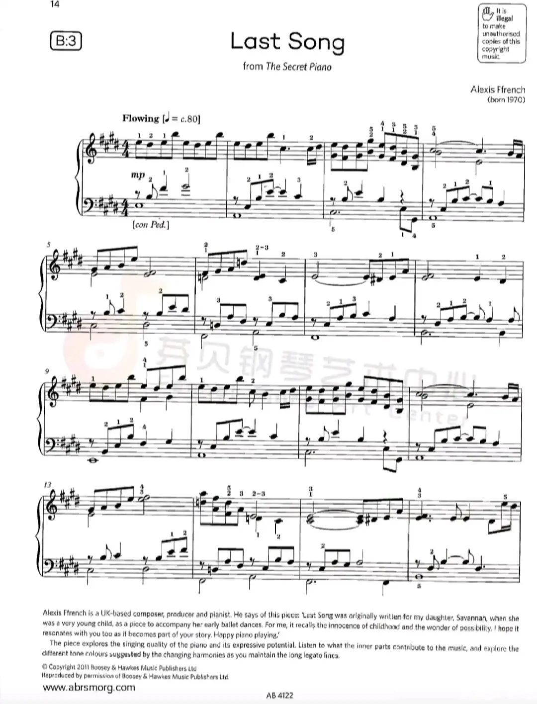 英皇六级曲目《last song》钢琴谱