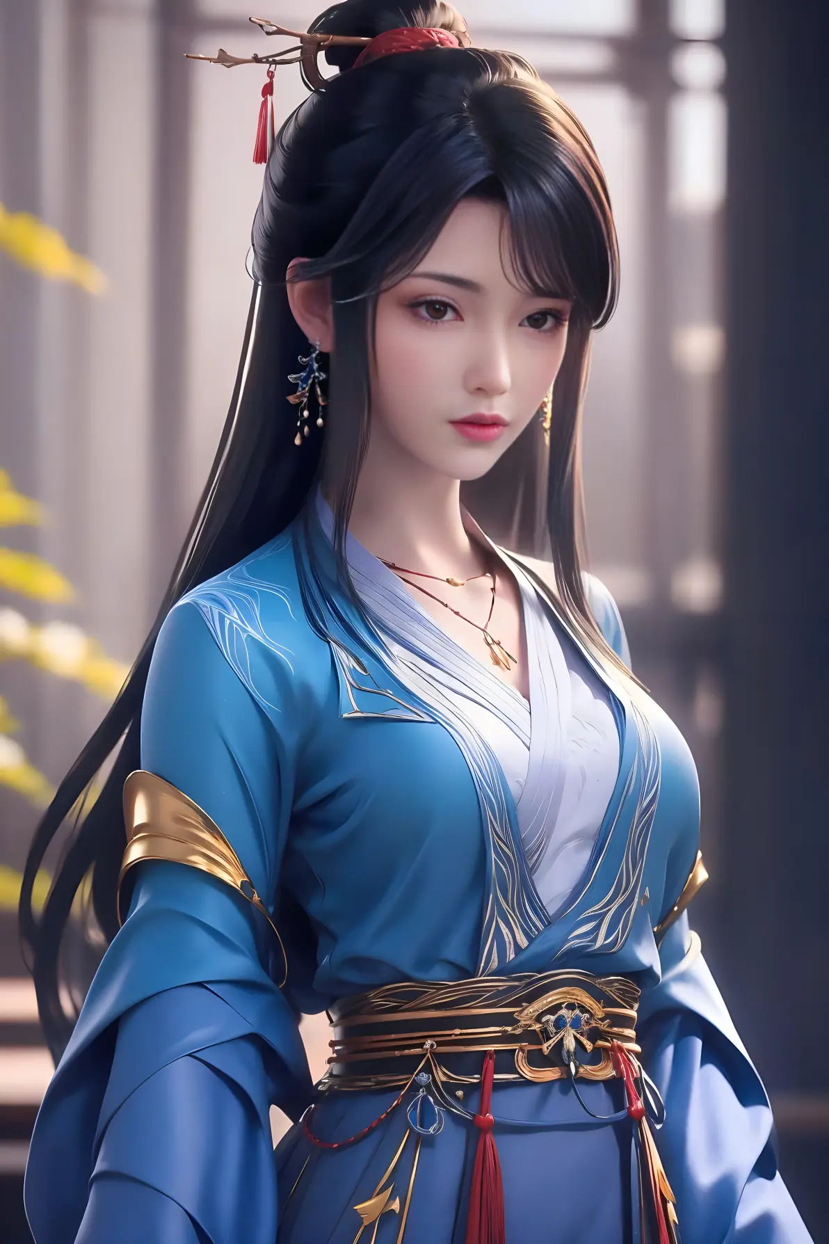 国漫女神ai高清手机壁纸:元尊夭夭,一身青衣肤白如雪