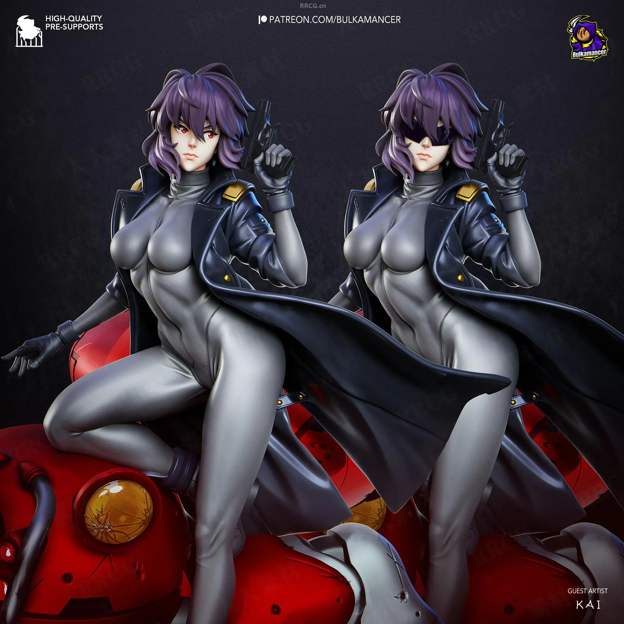 草薙素子motoko kusanagi《攻壳机动队》动漫角色雕塑雕刻手办3d打印