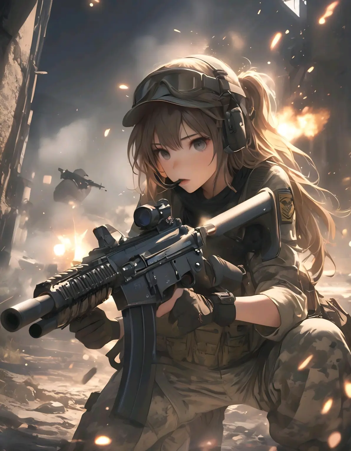 ai绘画,ai画的少女与枪械(动漫风格).2024年7月23日