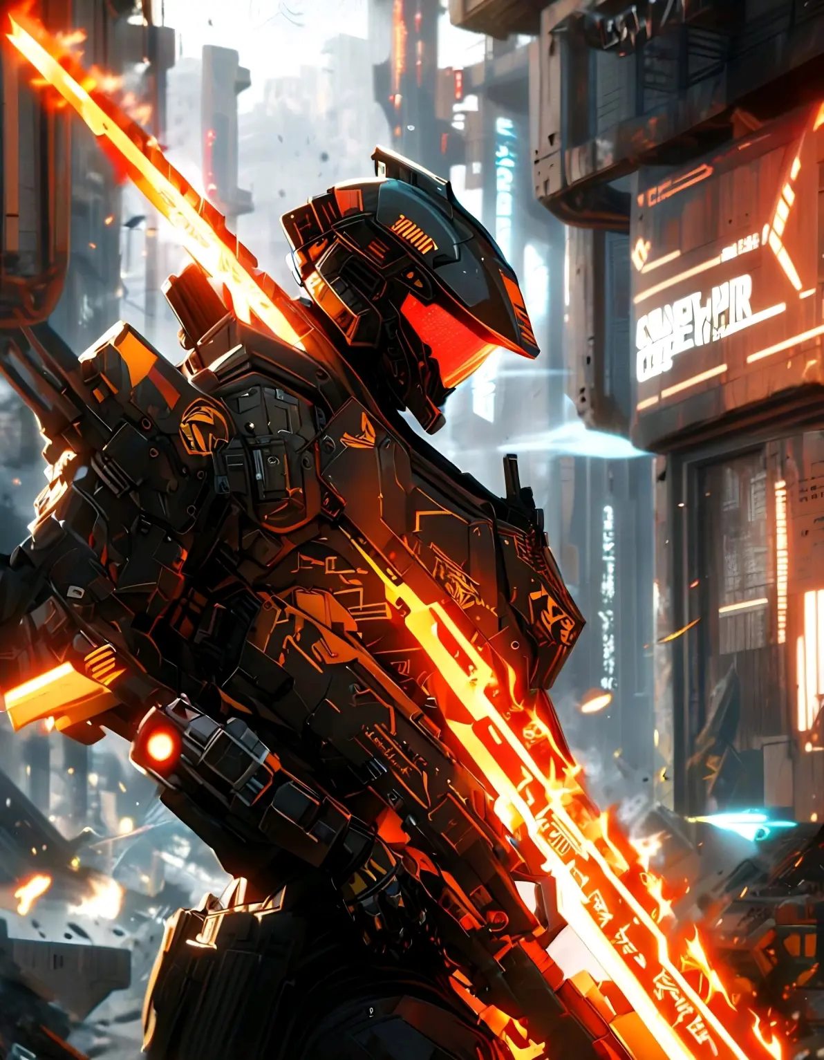 ai绘画,ai画的机甲战士.2025年4月5日