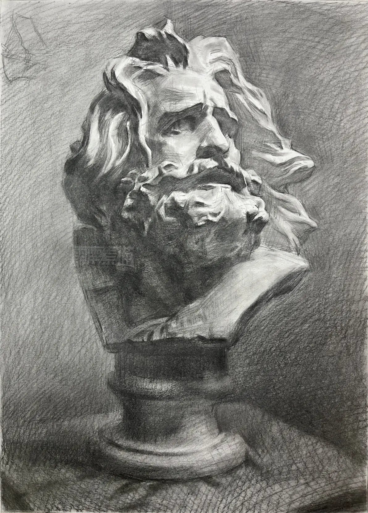 超详细步骤图:素描石膏像马赛步骤图!