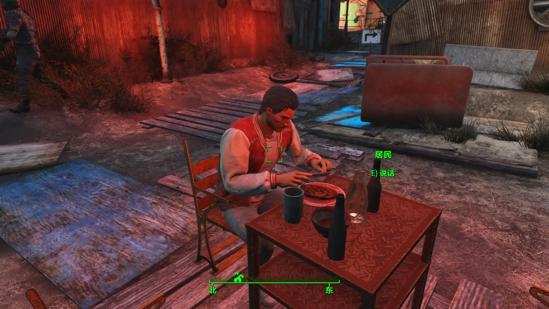 下图是钻石城中有吃肉排动画的铁质小椅子,只要npc坐下,就触发吃肉派