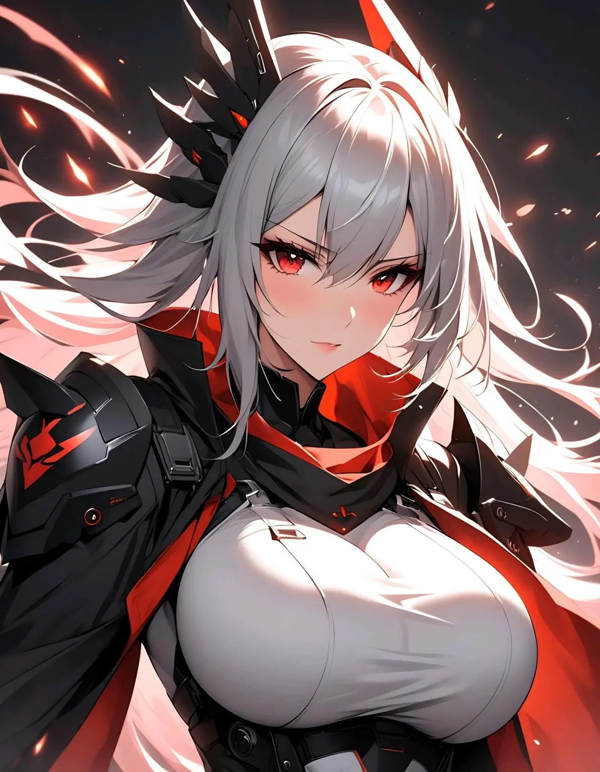 ai绘画,ai画的白发红眼女子.2025年3月17日