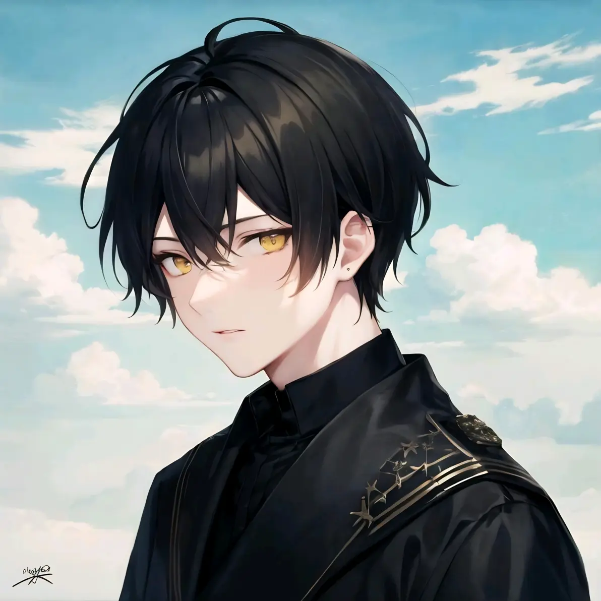 ai绘画,ai画的黑发金瞳男子头像.2024年6月9日