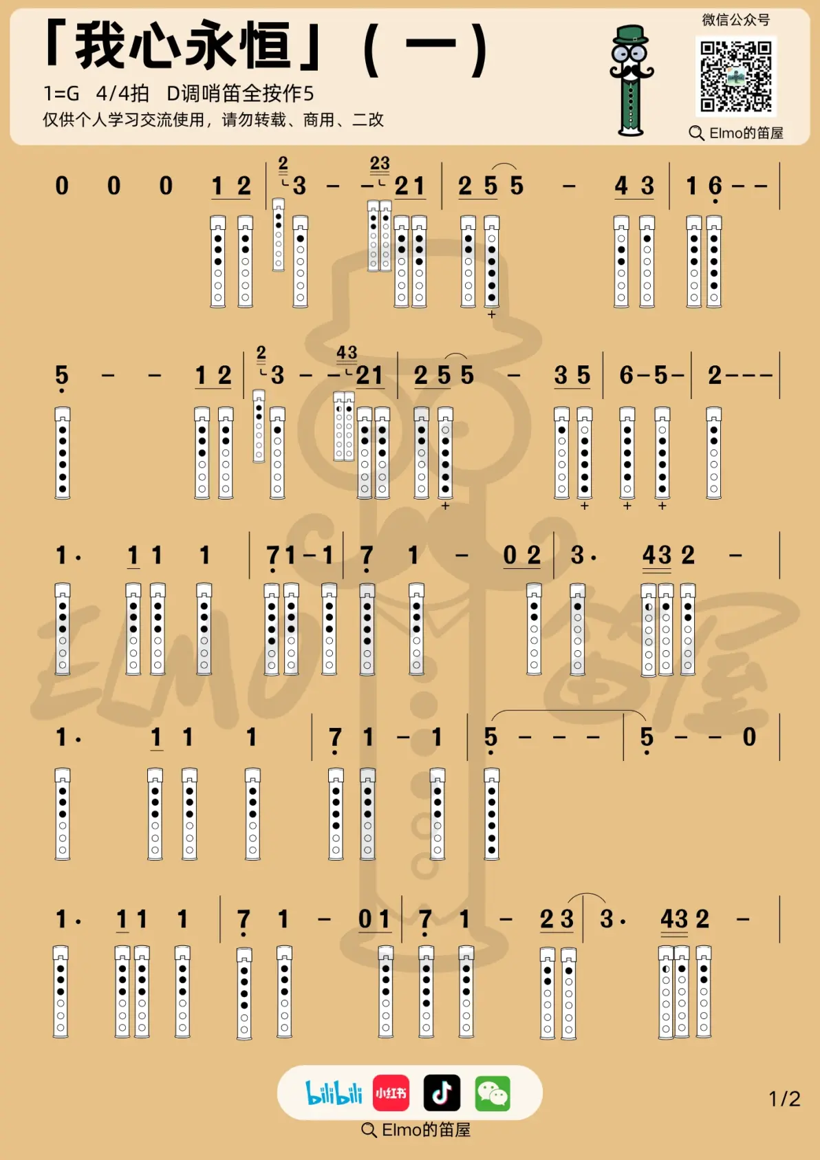 《我心永恒》爱尔兰哨笛洞洞谱