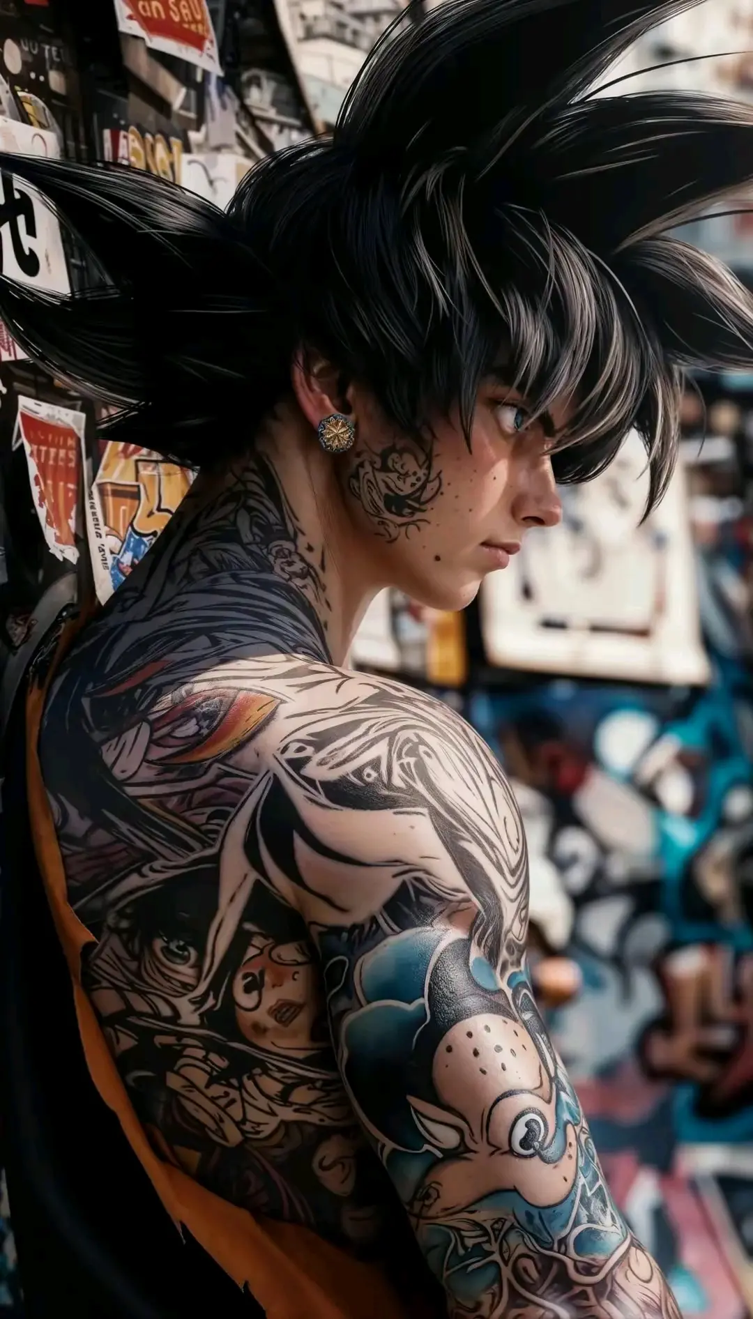 当动漫角色纹身,炭治郎施展大威天龙