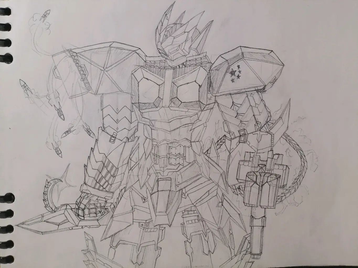 国庆节绘画的中国机甲