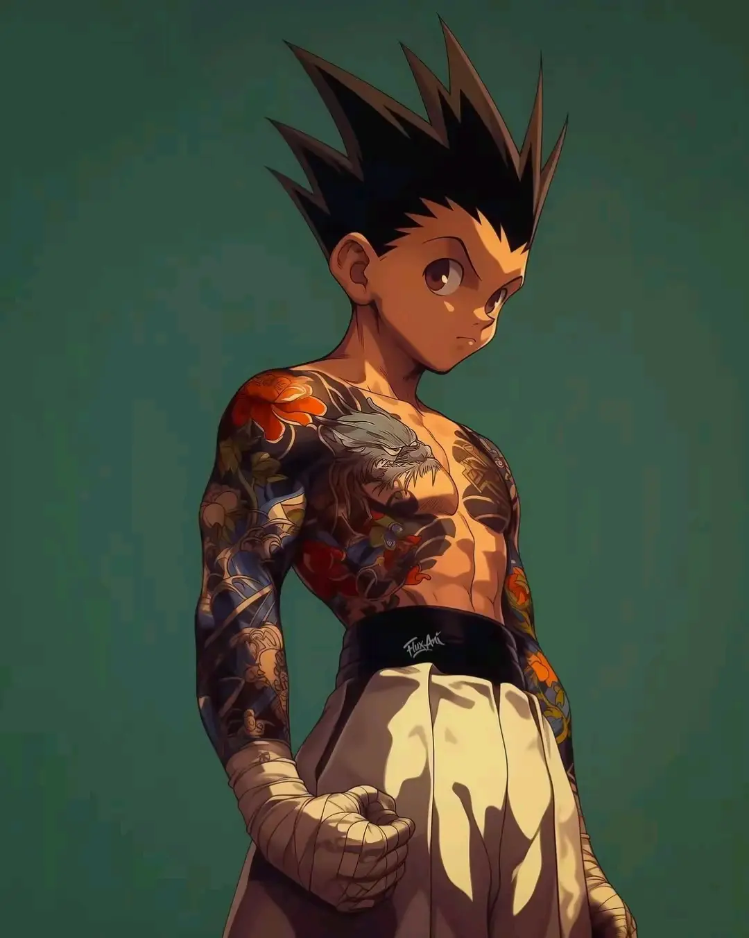 当动漫角色纹身,炭治郎施展大威天龙