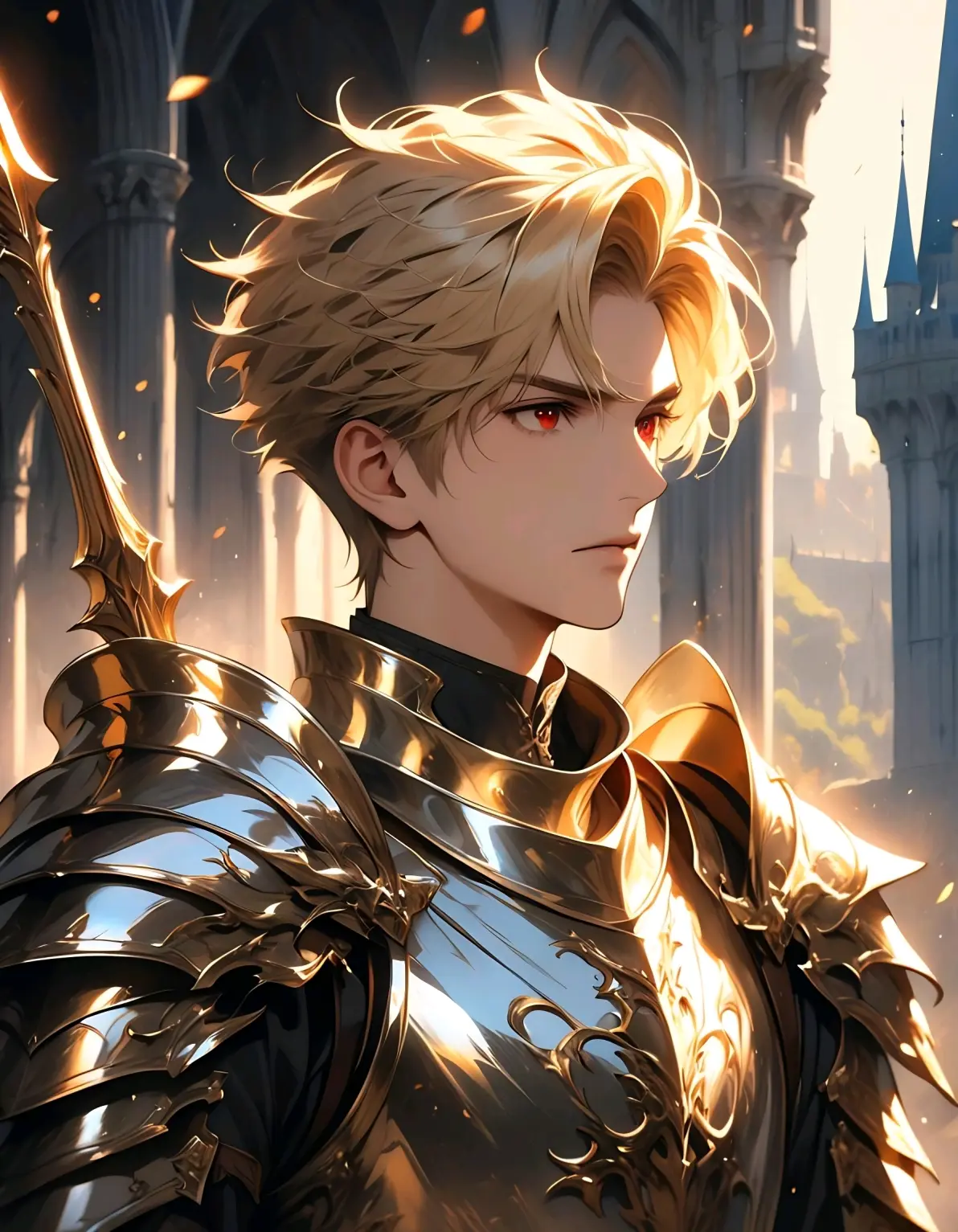 ai绘画,ai画的金发红眼男子.2025年5月12日