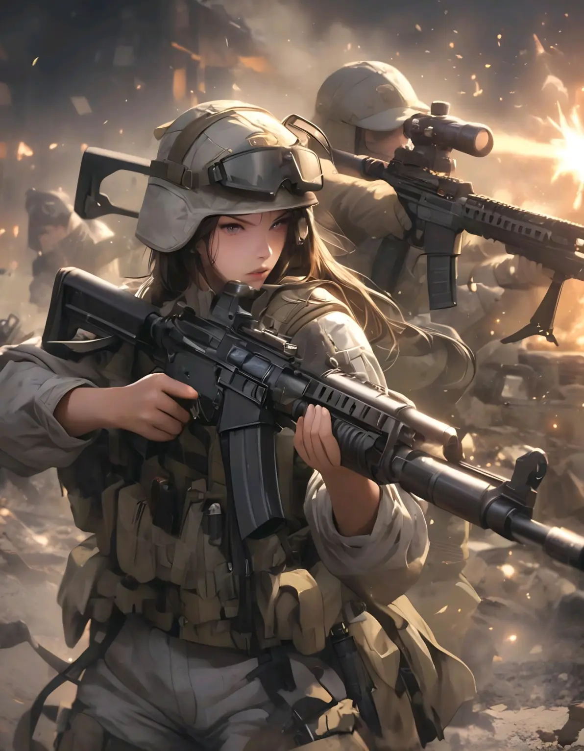 ai绘画,ai画的少女与枪械(动漫风格).2024年7月23日