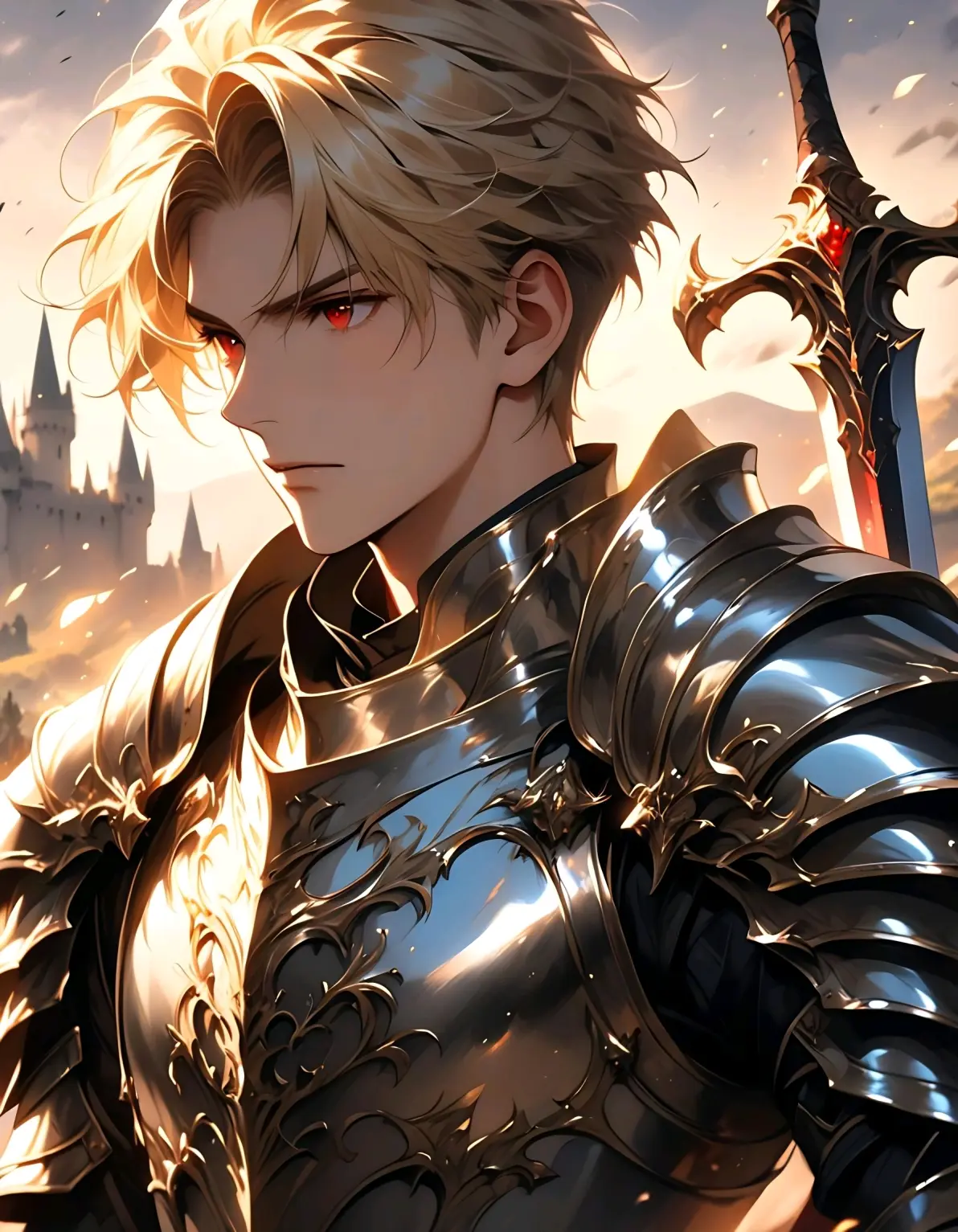 ai绘画,ai画的金发红眼男子.2025年5月12日