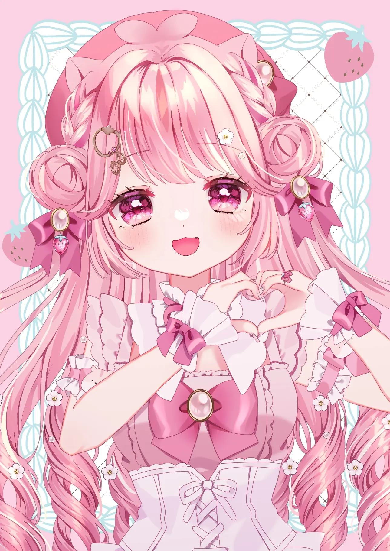 粉色长发女子插画特辑
