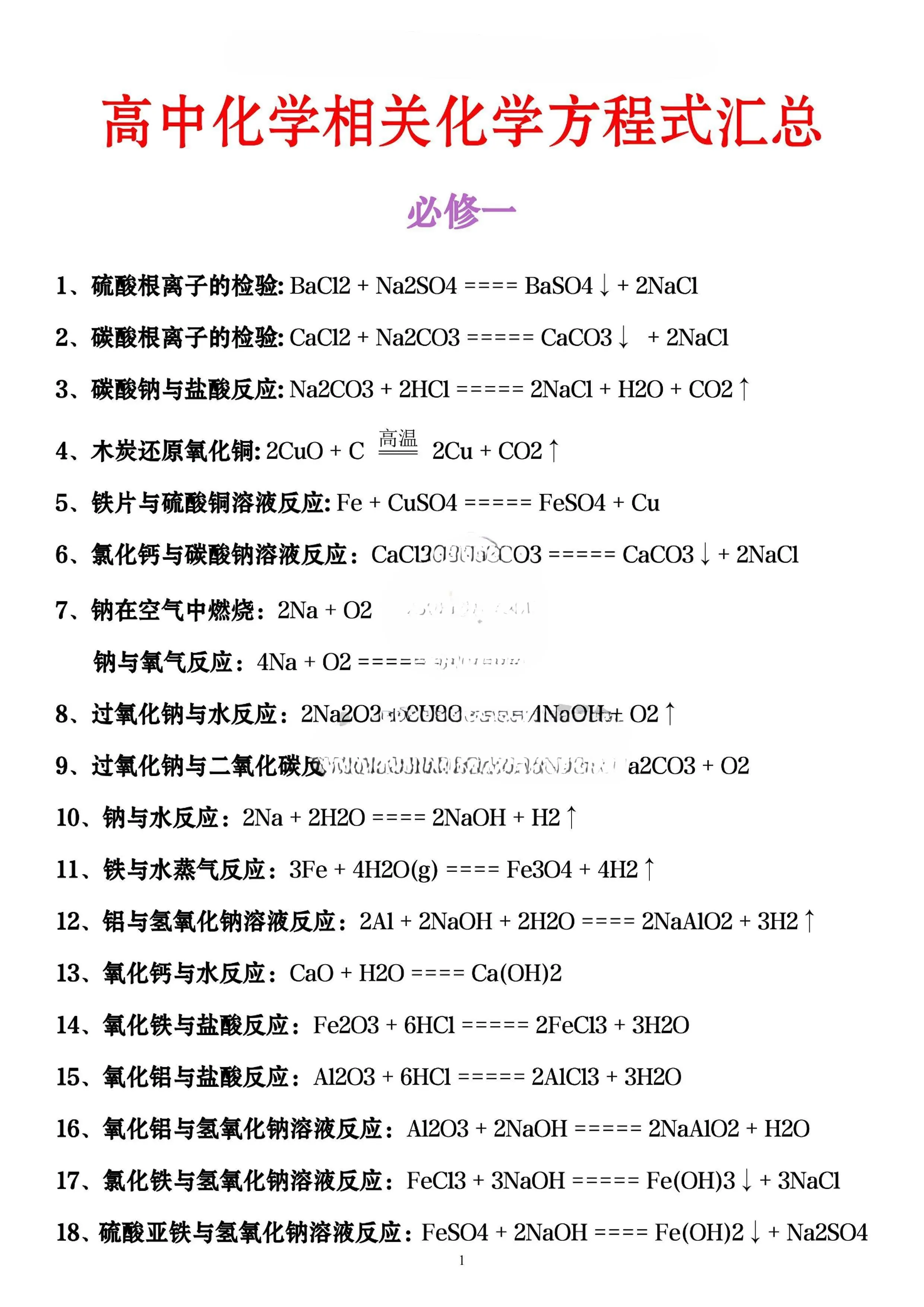 高中化学公式大全图片图片