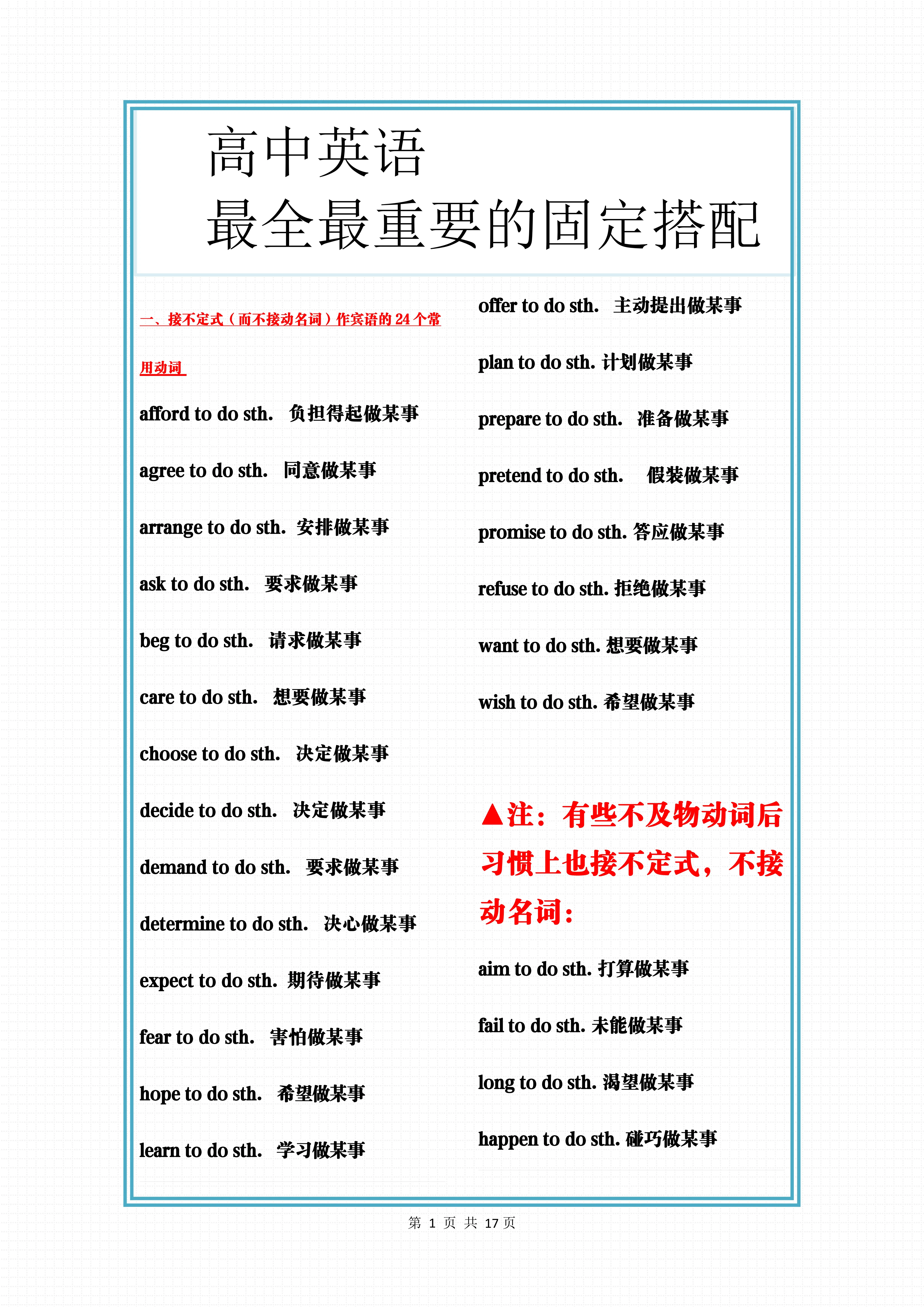 高中英语超全固定搭配!手慢无! - 哔哩哔哩