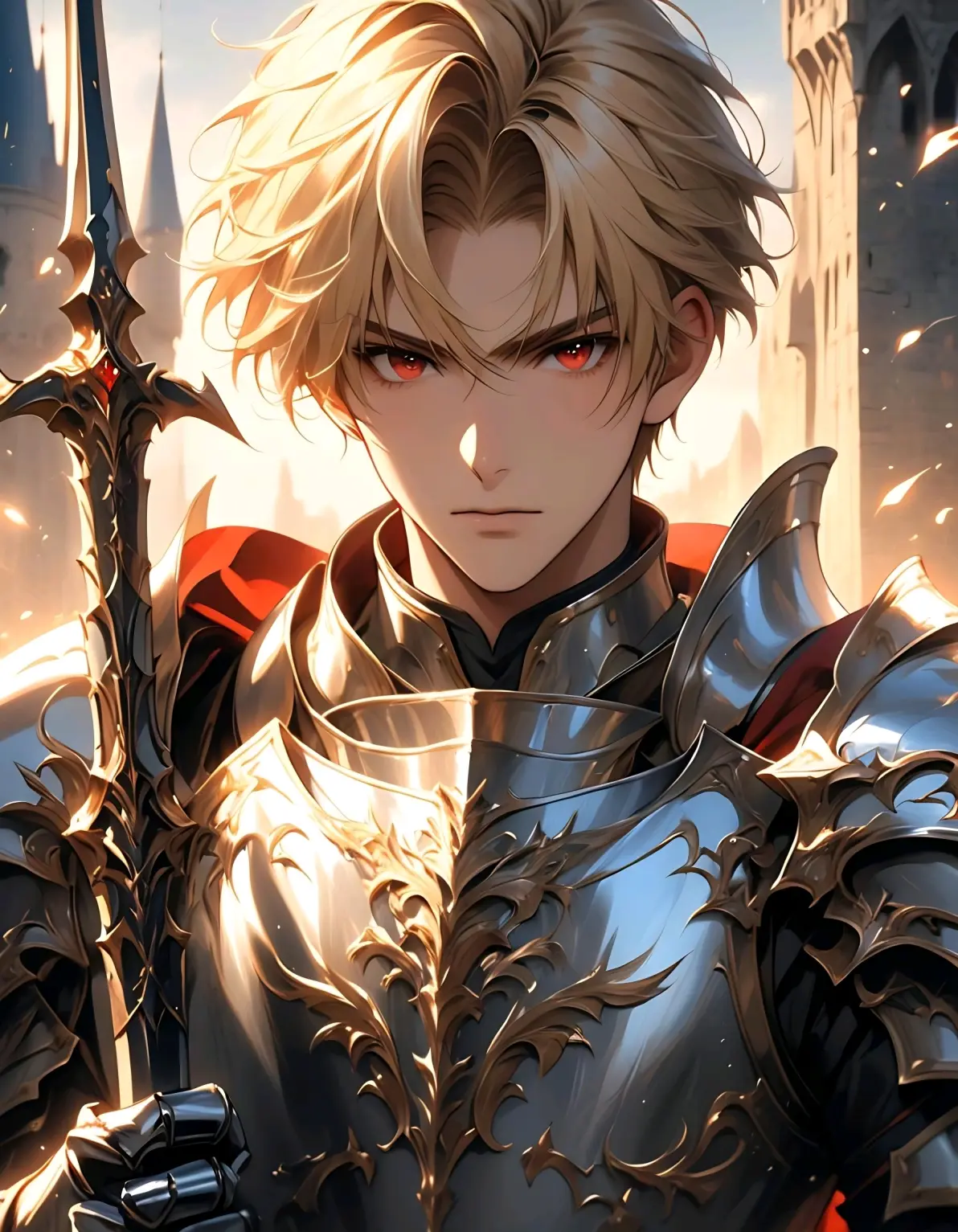 ai绘画,ai画的金发红眼男子.2025年5月12日