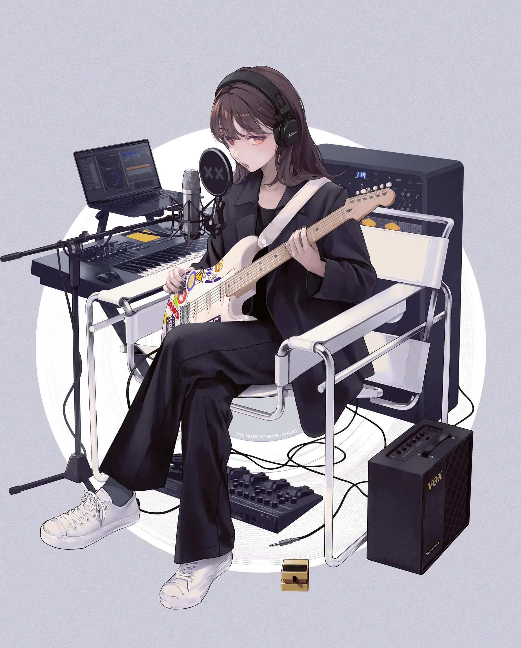 突显腿部的曲线美♡ - 二郎腿女子插画特辑