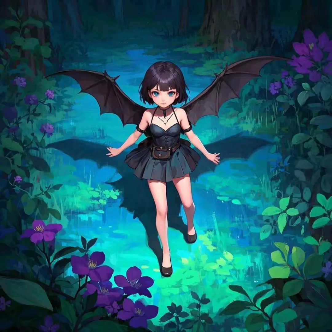ai生成画(蝙蝠少女)