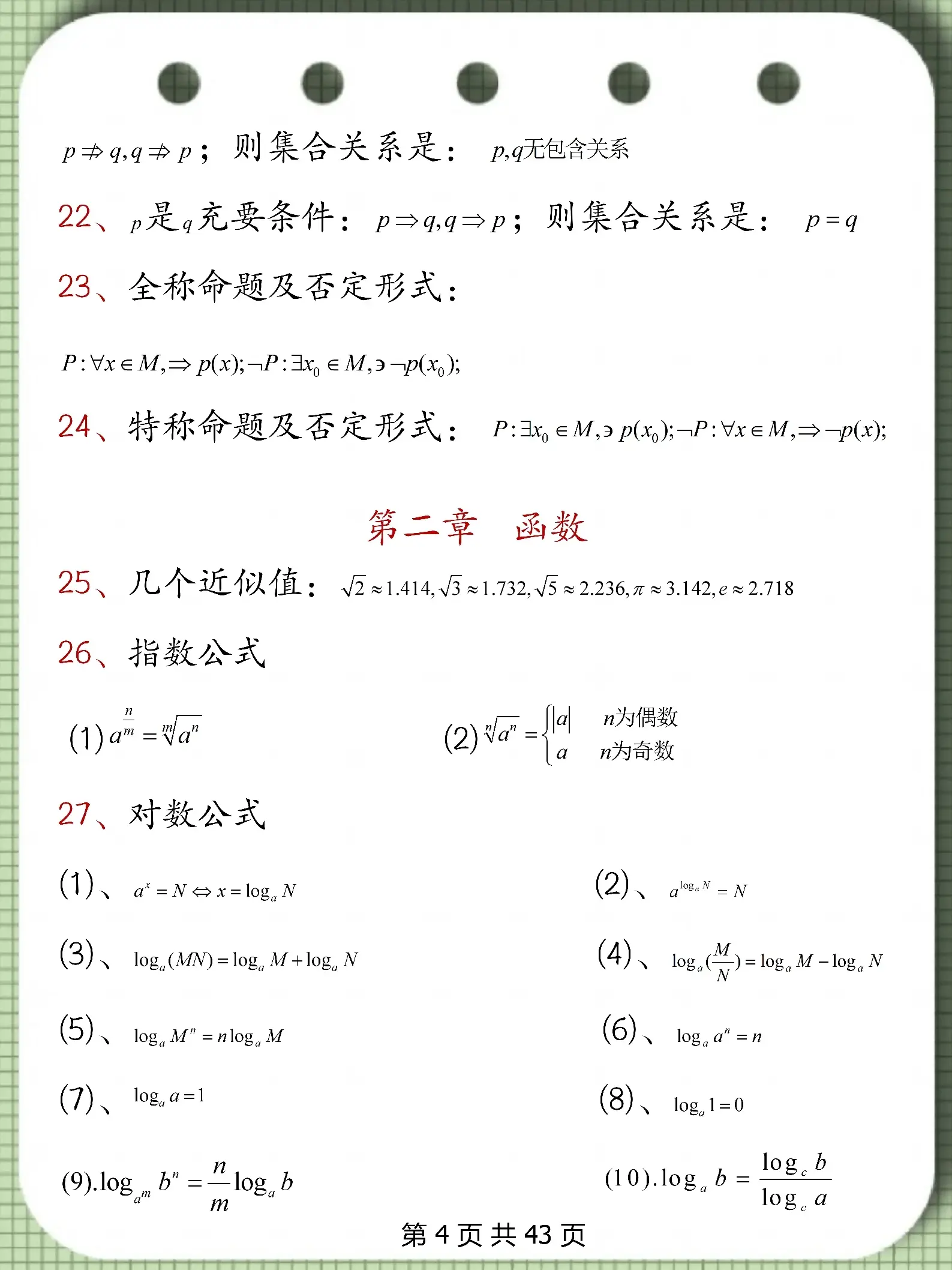 高中数学256个秒杀公式!