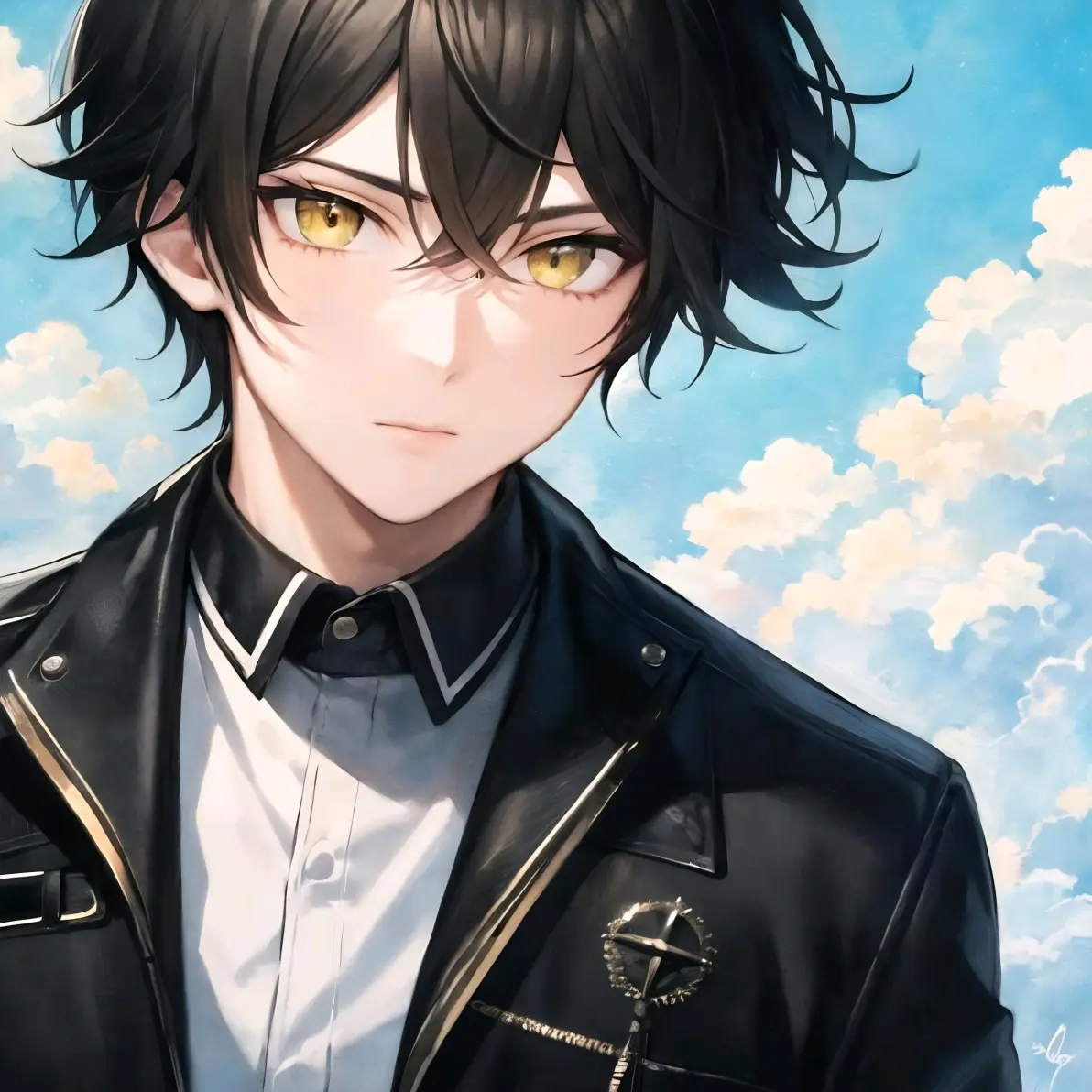 ai绘画,ai画的黑发金瞳男子头像.2024年6月9日