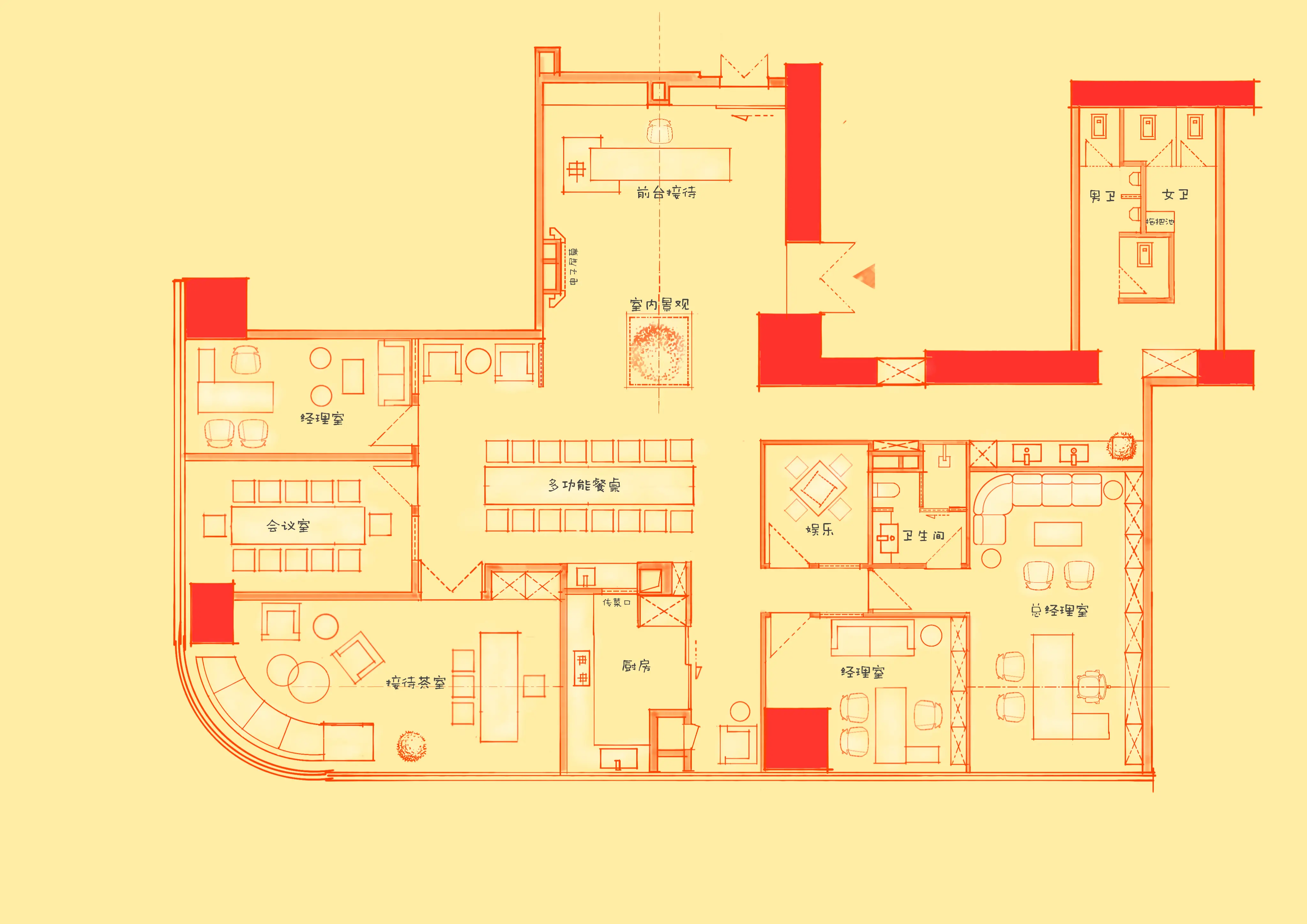 办公接待平面方案