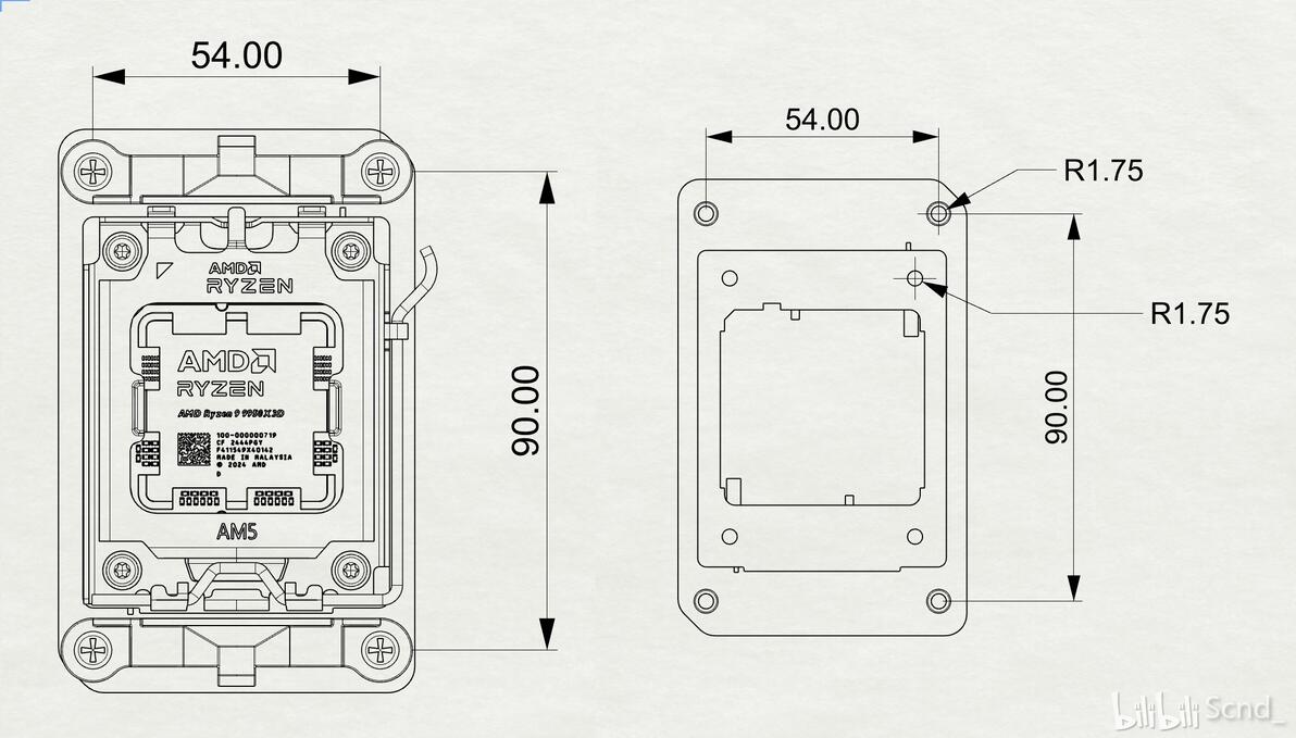 【DIY】AM5 CPU 模块 尺寸/孔距 - 哔哩哔哩