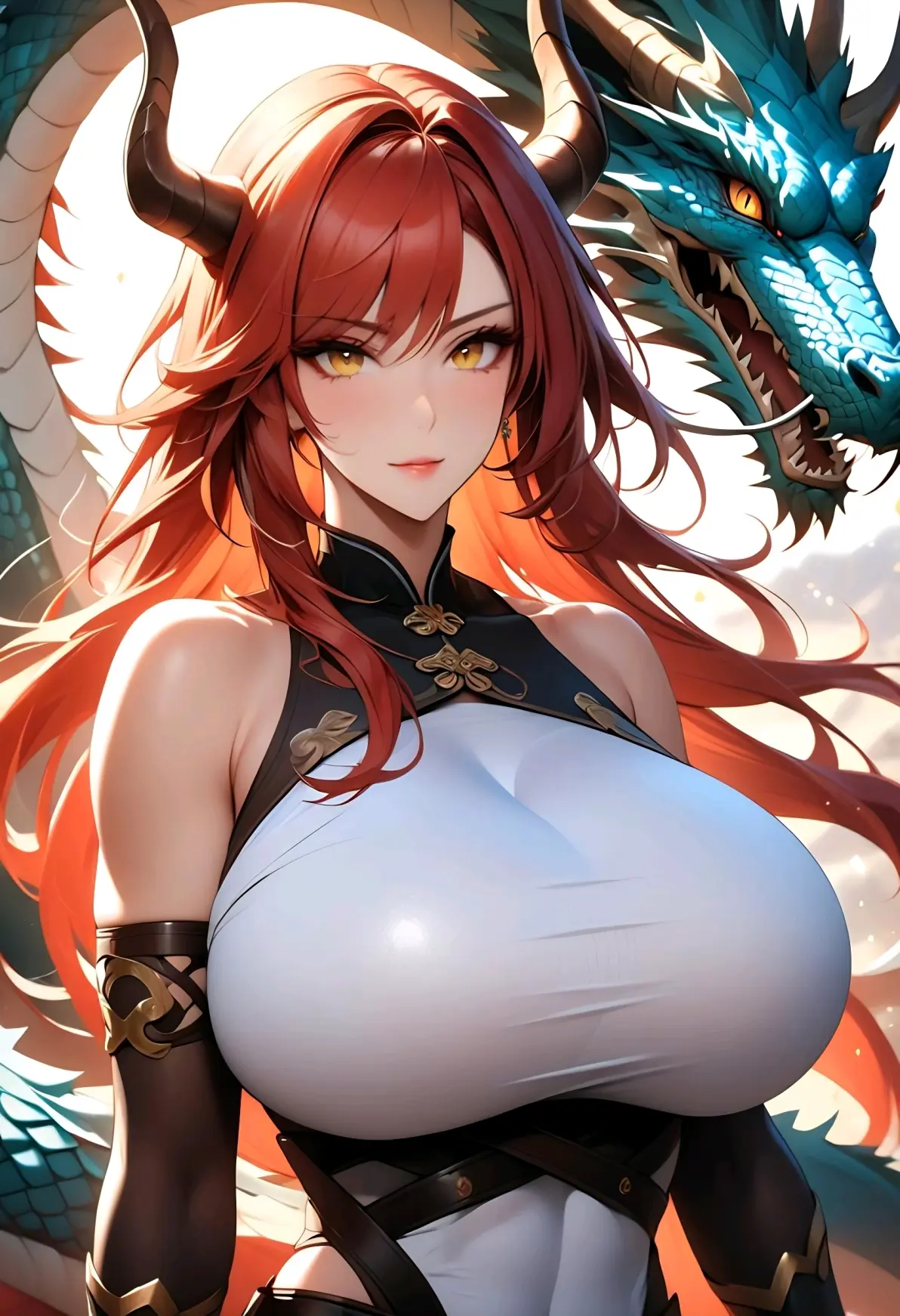 ai绘画,ai画的红发龙娘.2025年5月16日