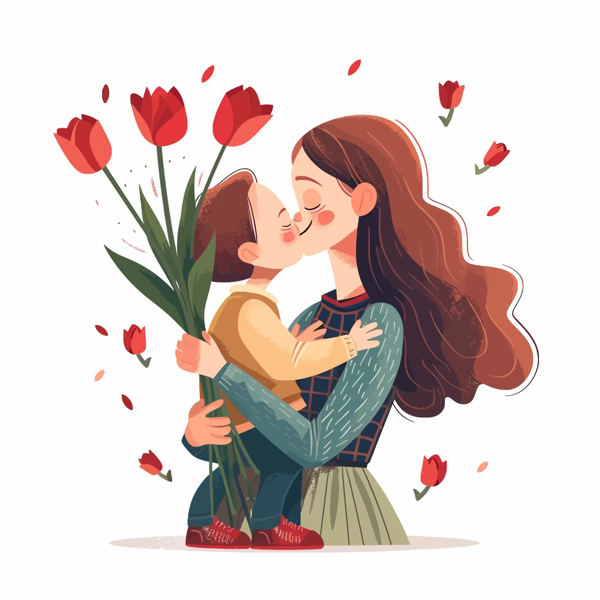 高级矢量:母亲与孩子,爱意无限