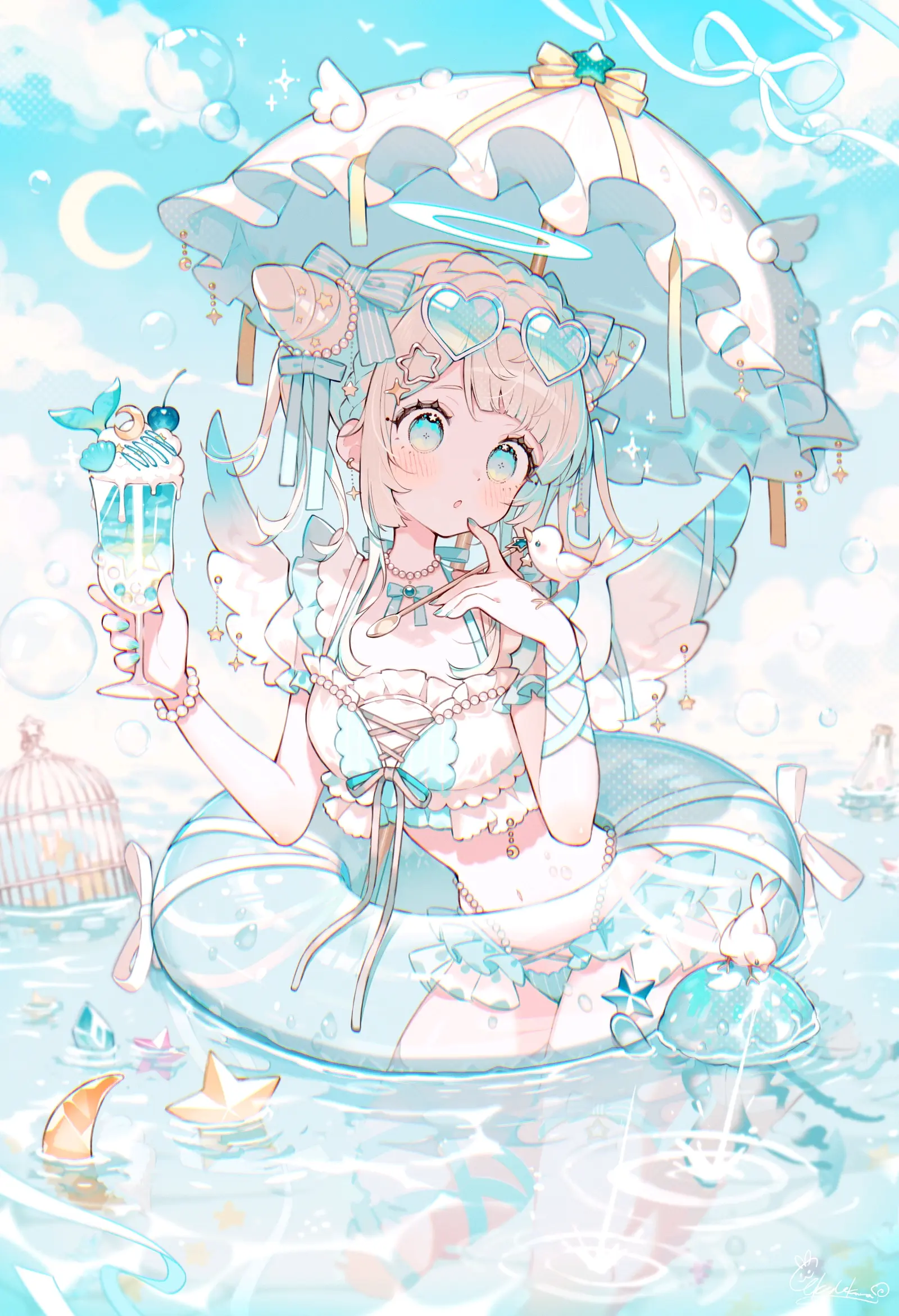 漂来漂去好放松♪ - 游泳圈插画特辑