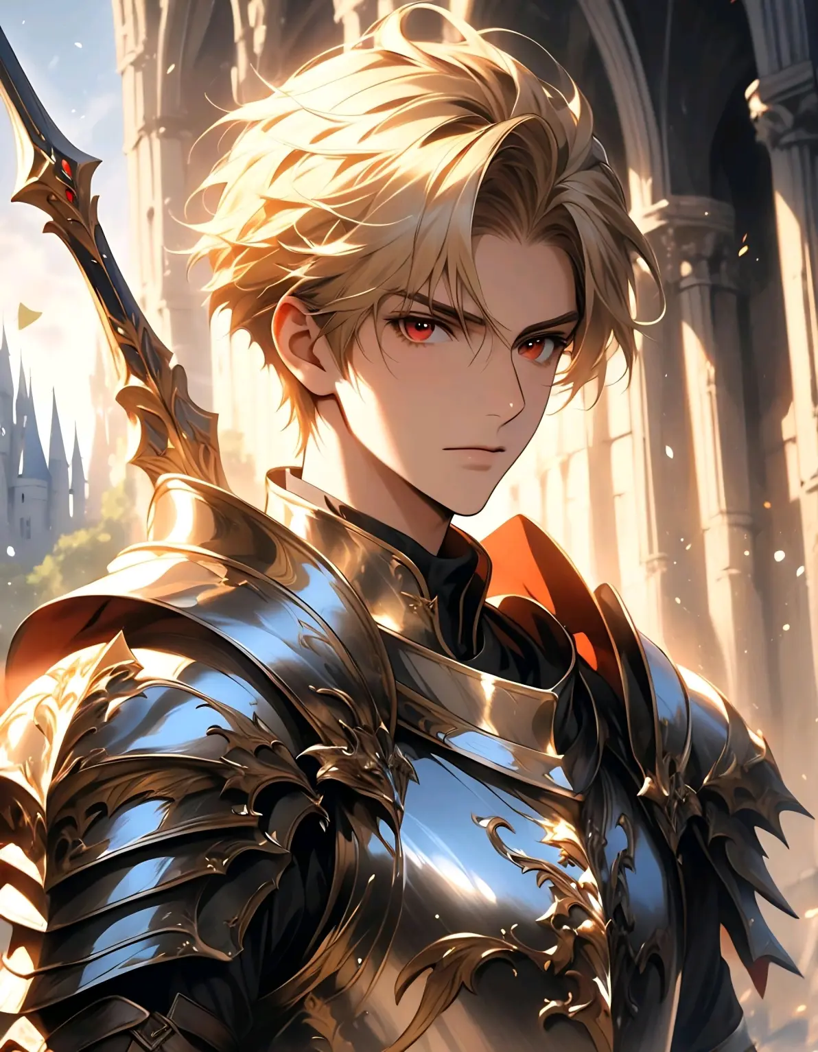 ai绘画,ai画的金发红眼男子.2025年5月12日