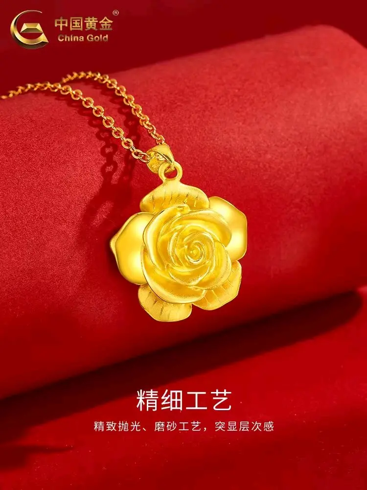 黄金玫瑰花项链