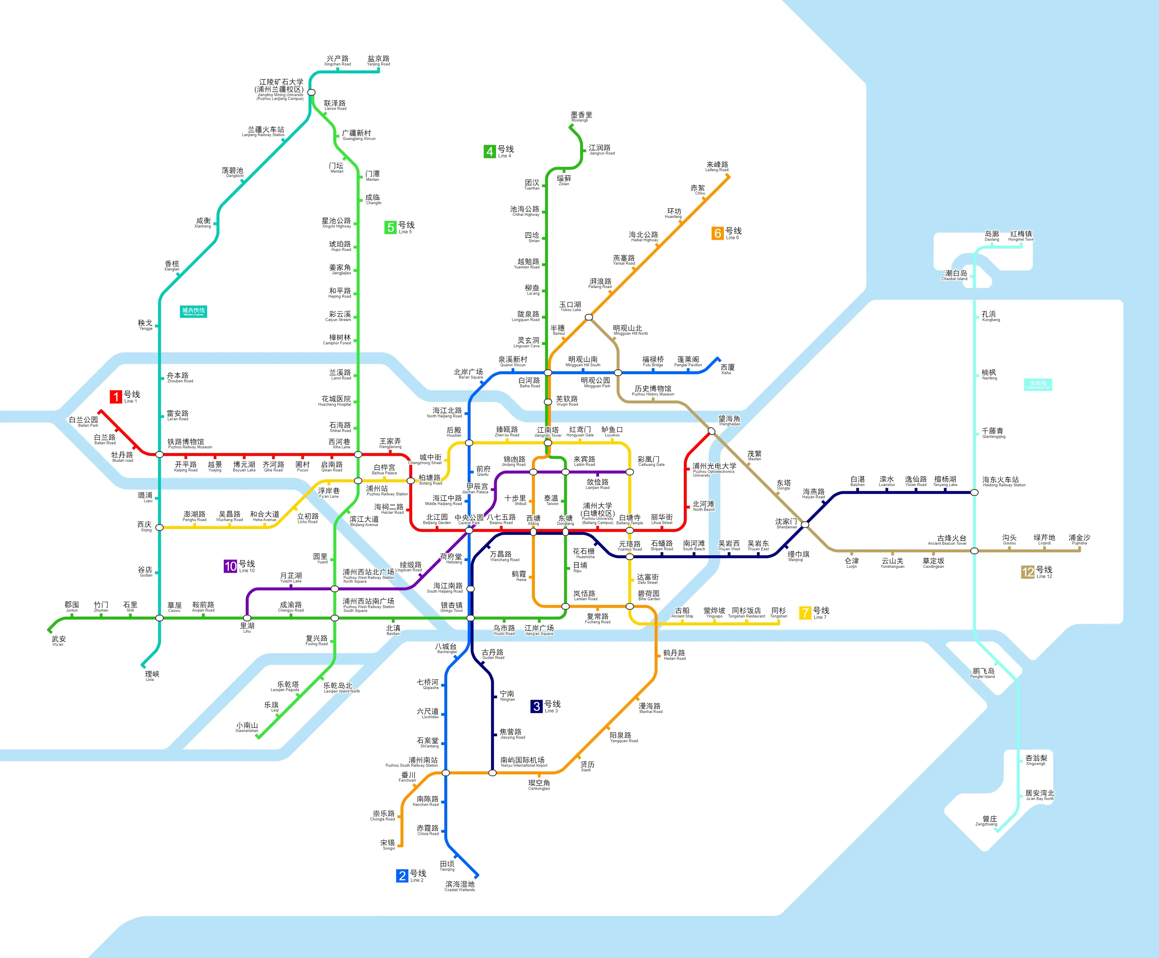 (架空城市)浦州地铁线路图