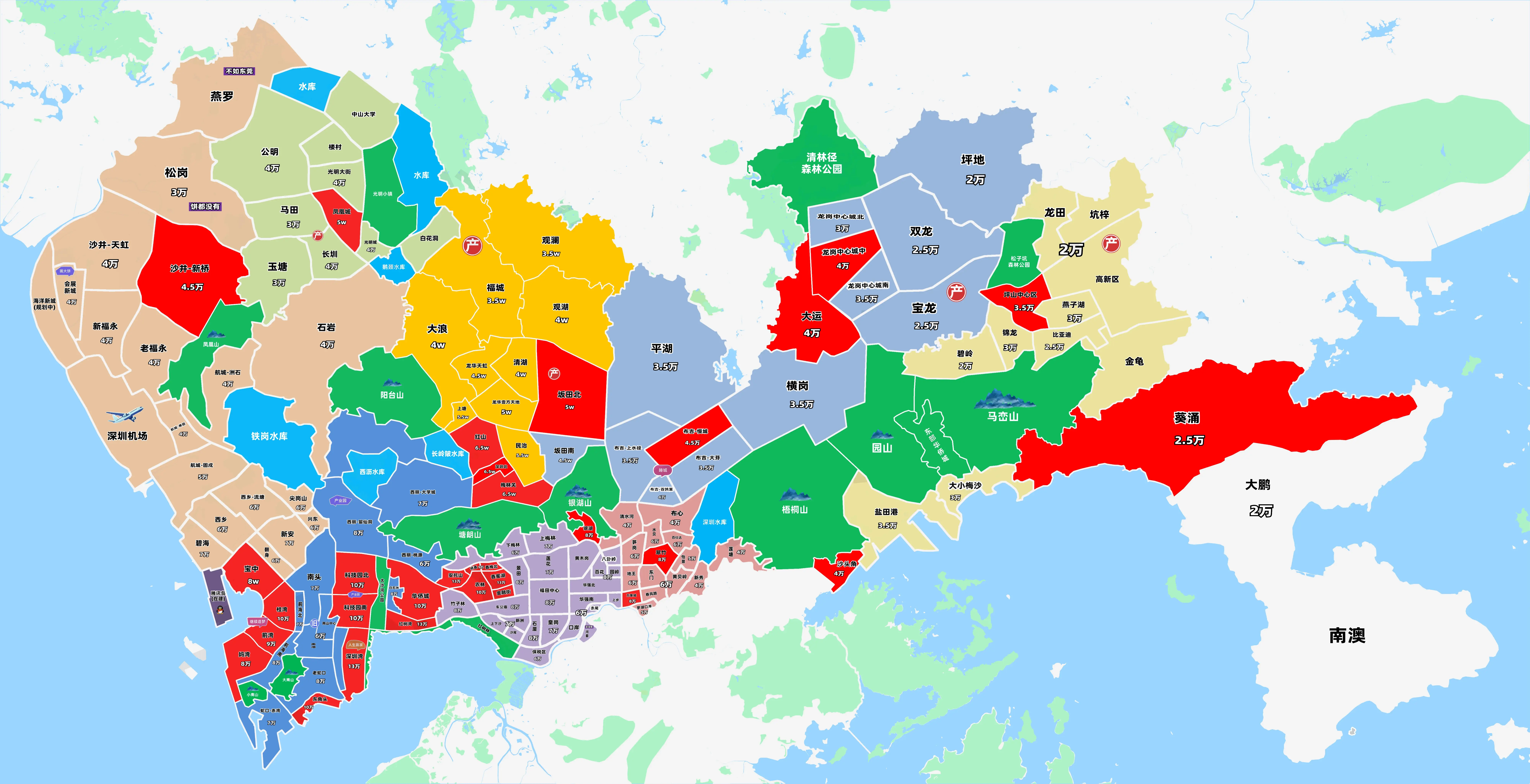 深圳地图各镇分布图图片