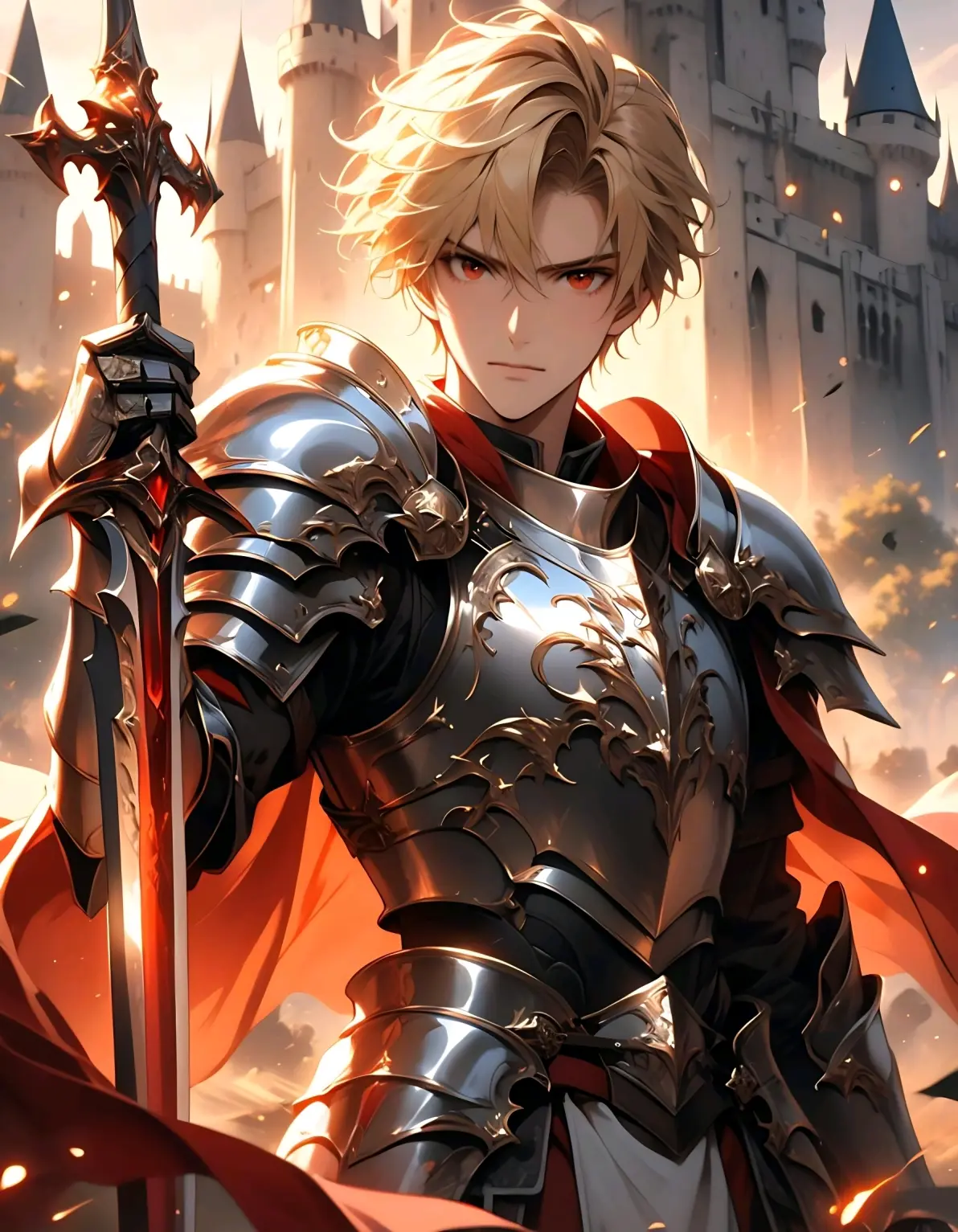 ai绘画,ai画的金发红眼男子.2025年5月12日