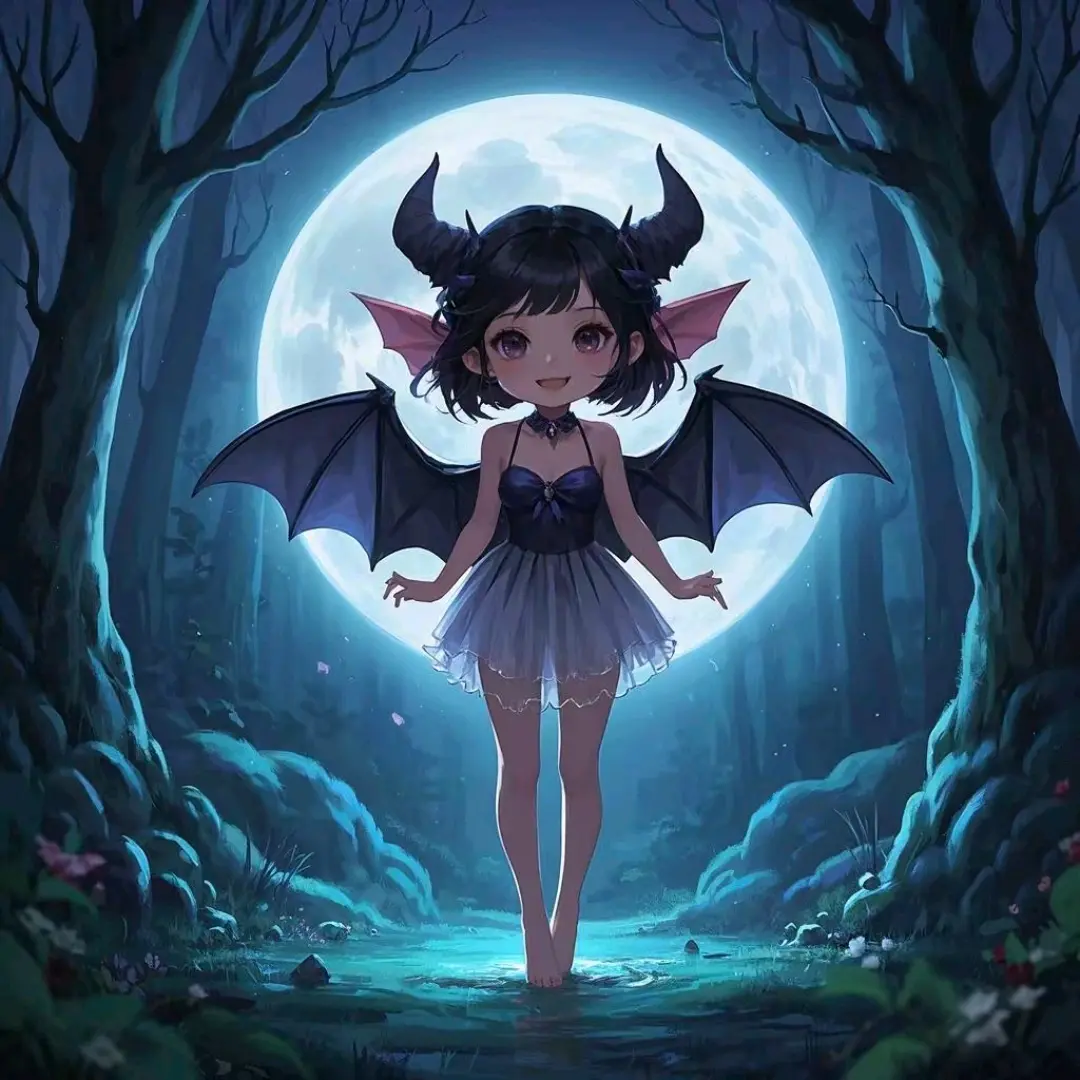 ai生成画(蝙蝠少女)