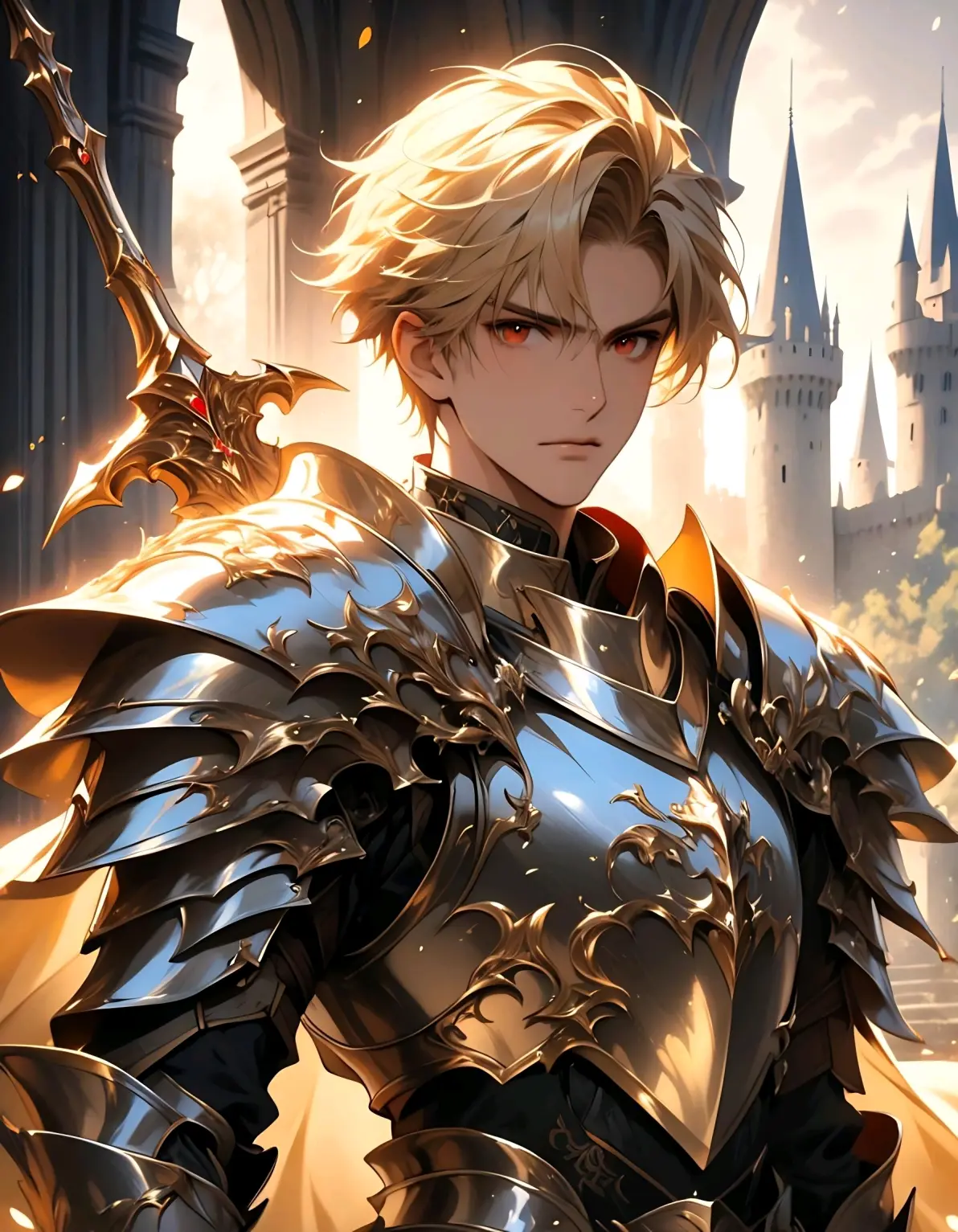 ai绘画,ai画的金发红眼男子.2025年5月12日