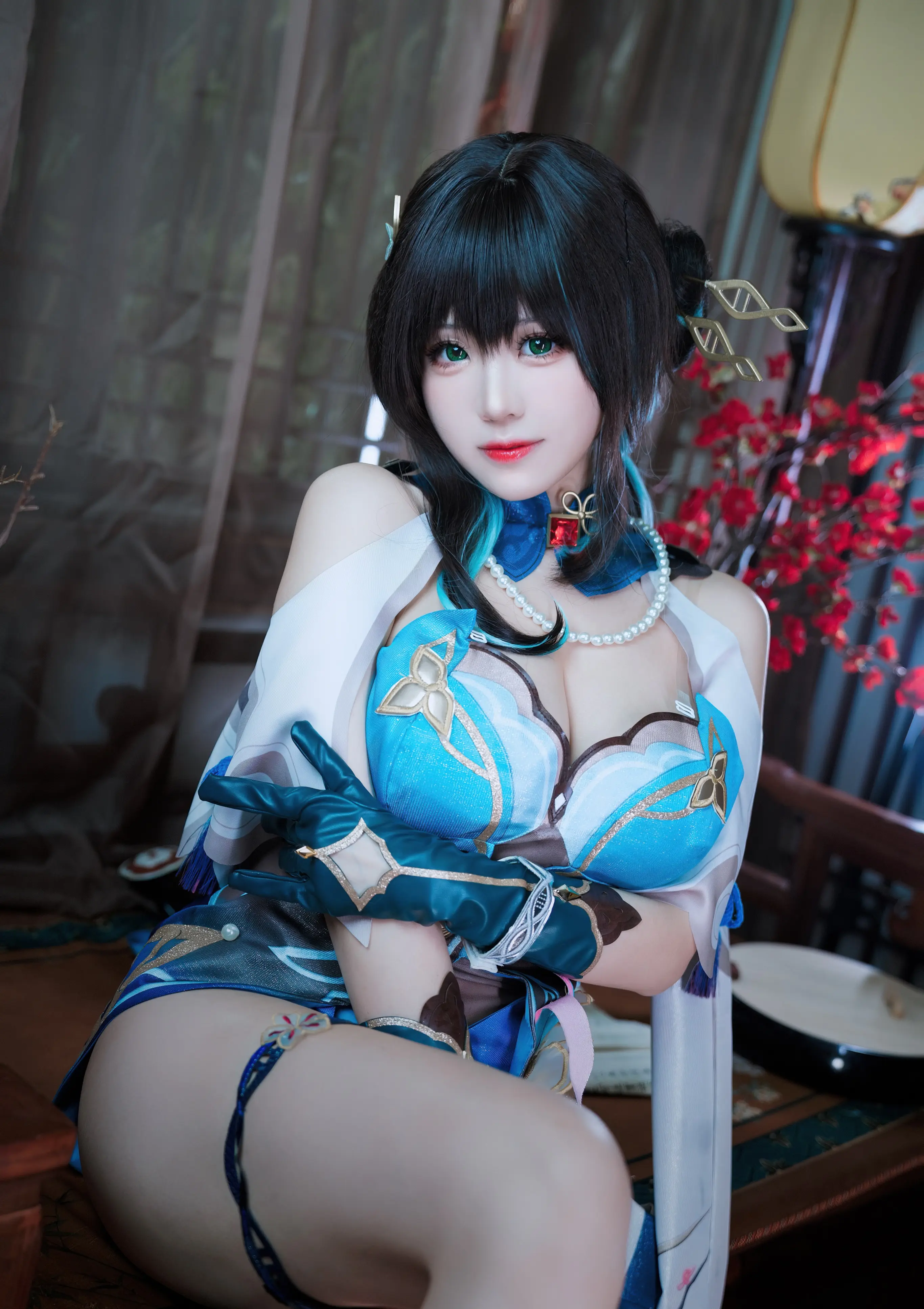 经典cosplay | 崩坏星穹铁道-miko酱ww-蓝色旗袍美炸天.