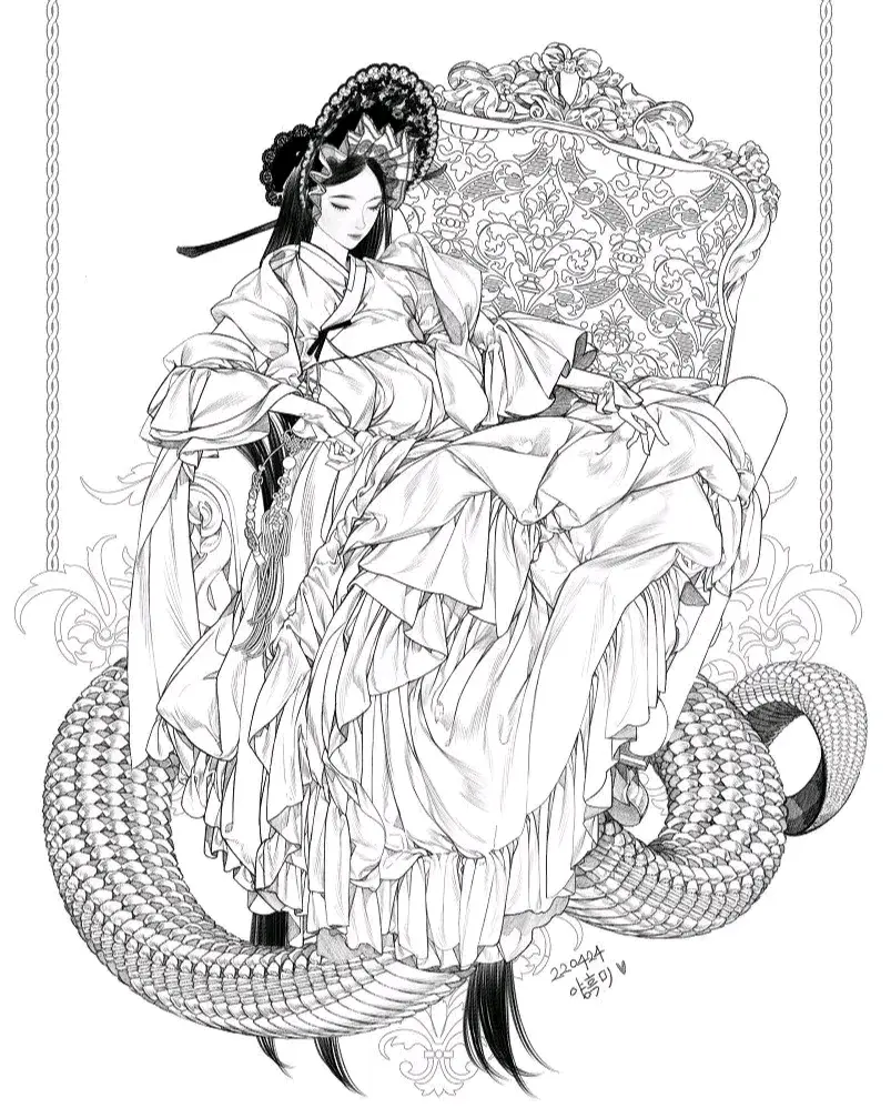 一组插画师的黑白线稿