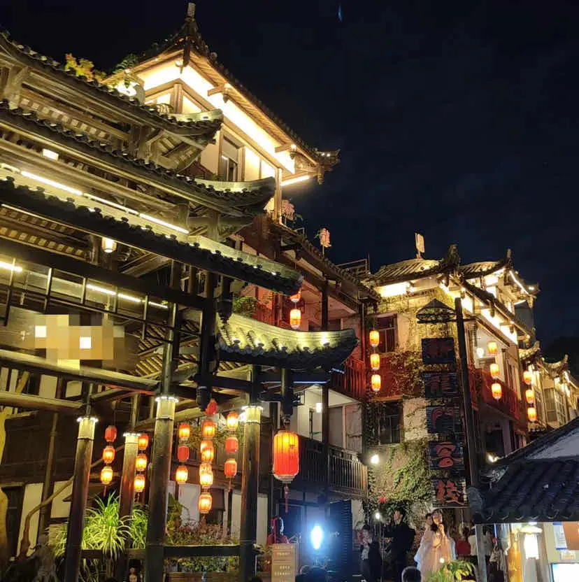 甘坑客家小镇 夜景图片