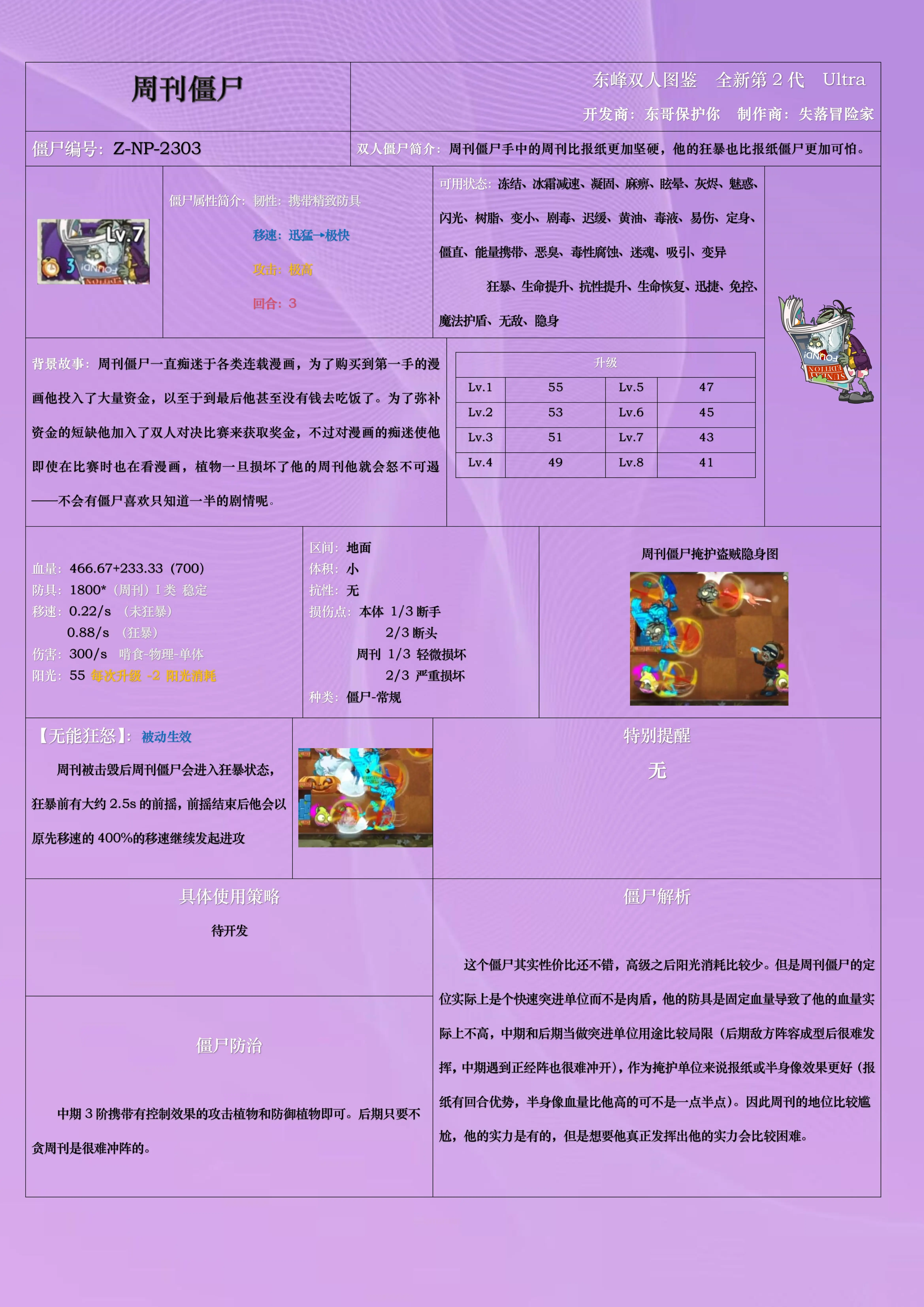 东峰双人图鉴 周刊僵尸 第二代ultra