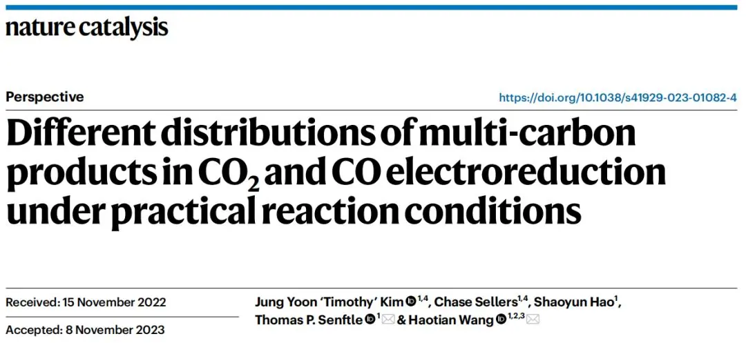 汪淏田教授,最新nature catalysis!