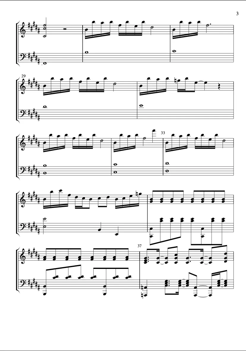 使一颗心免于哀伤 非人声纯伴奏扒谱(钢琴五线谱)