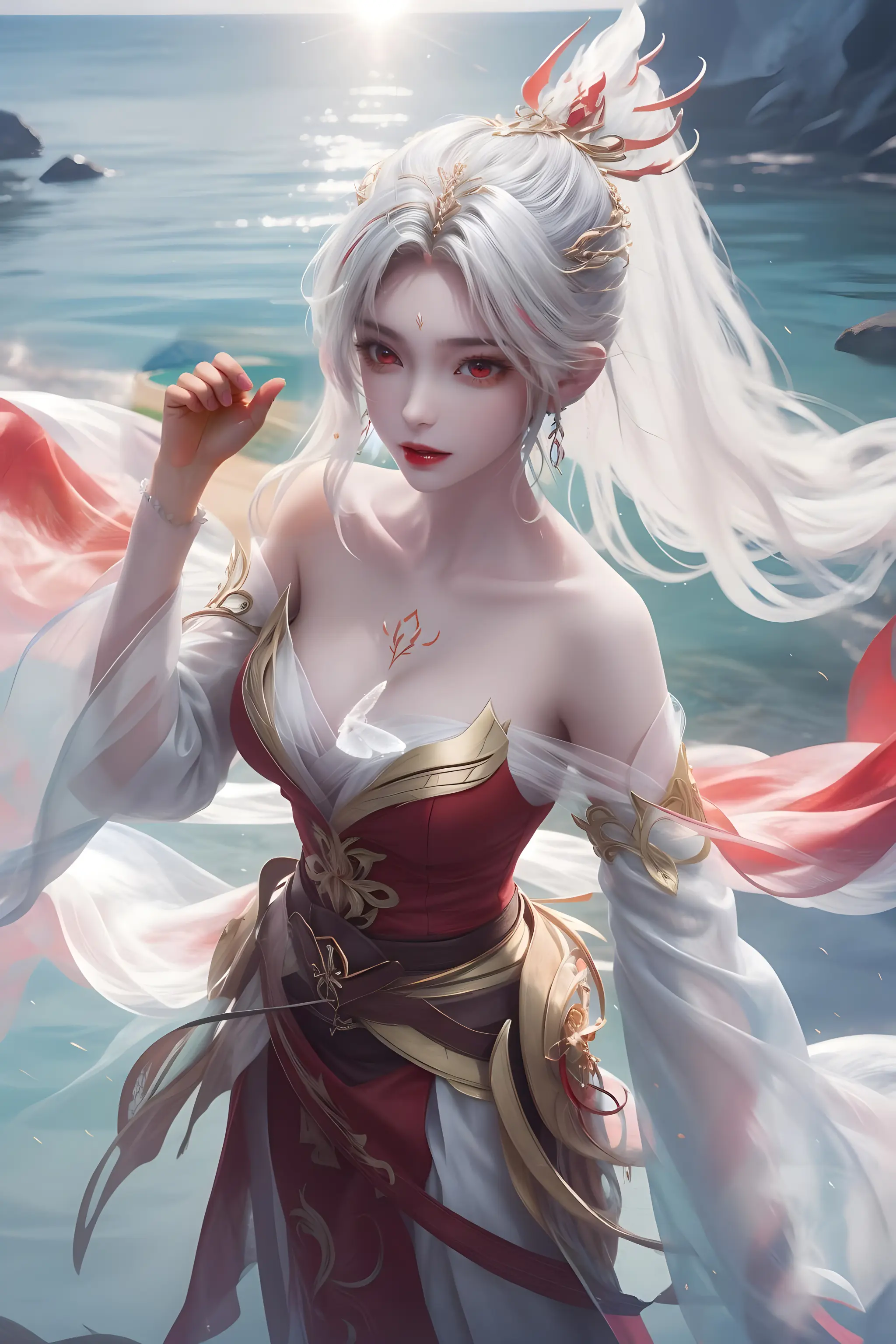 《完美世界》国漫女神ai绘画:白发火灵儿太好看了!