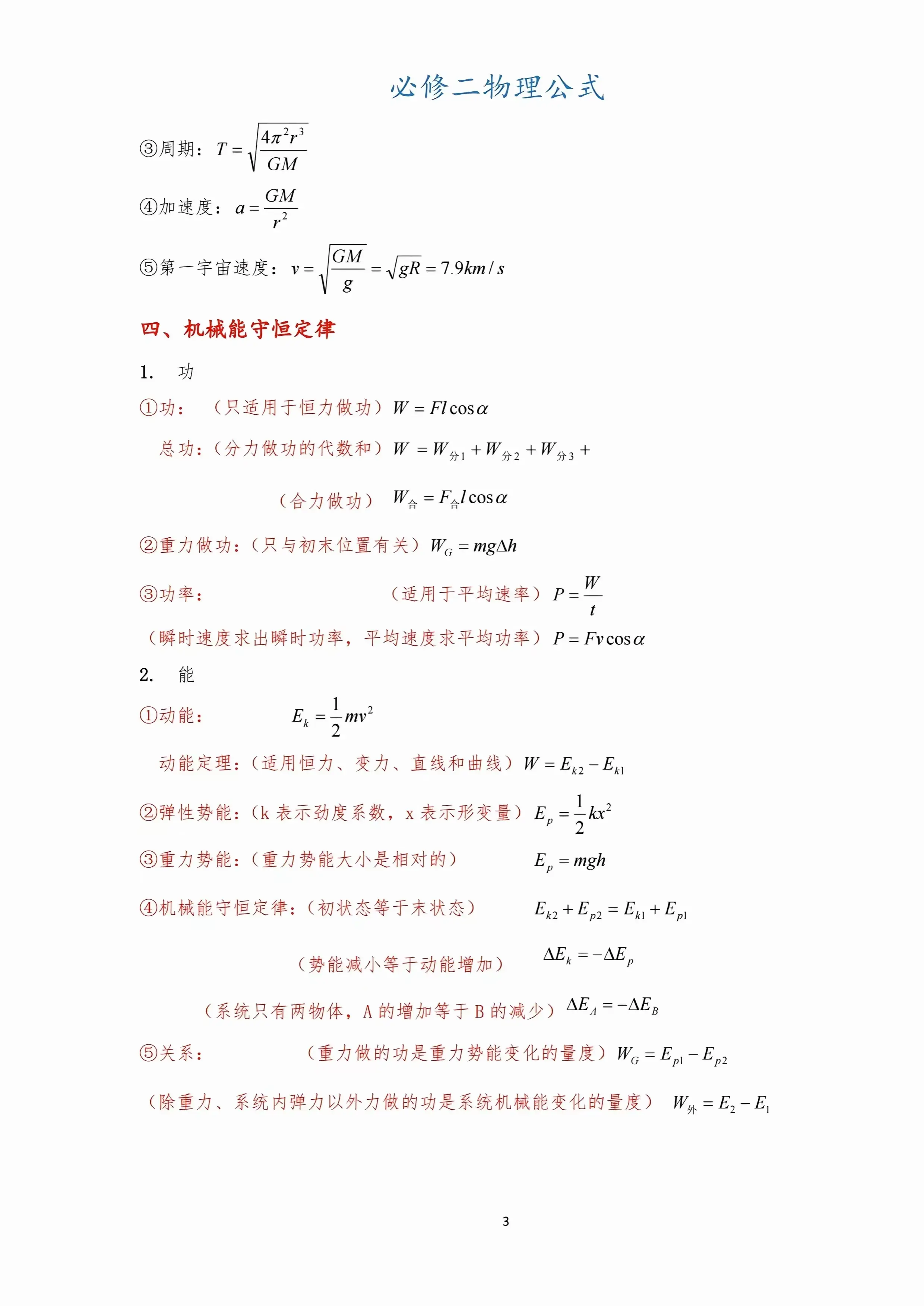 高中物理公式大全结论总结,掌握基础轻松拿下80%的分数