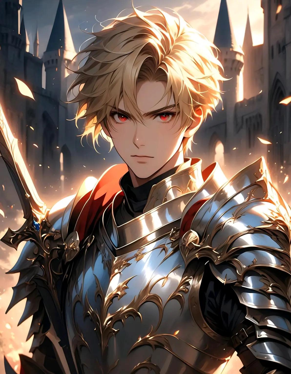 ai绘画,ai画的金发红眼男子.2025年5月12日