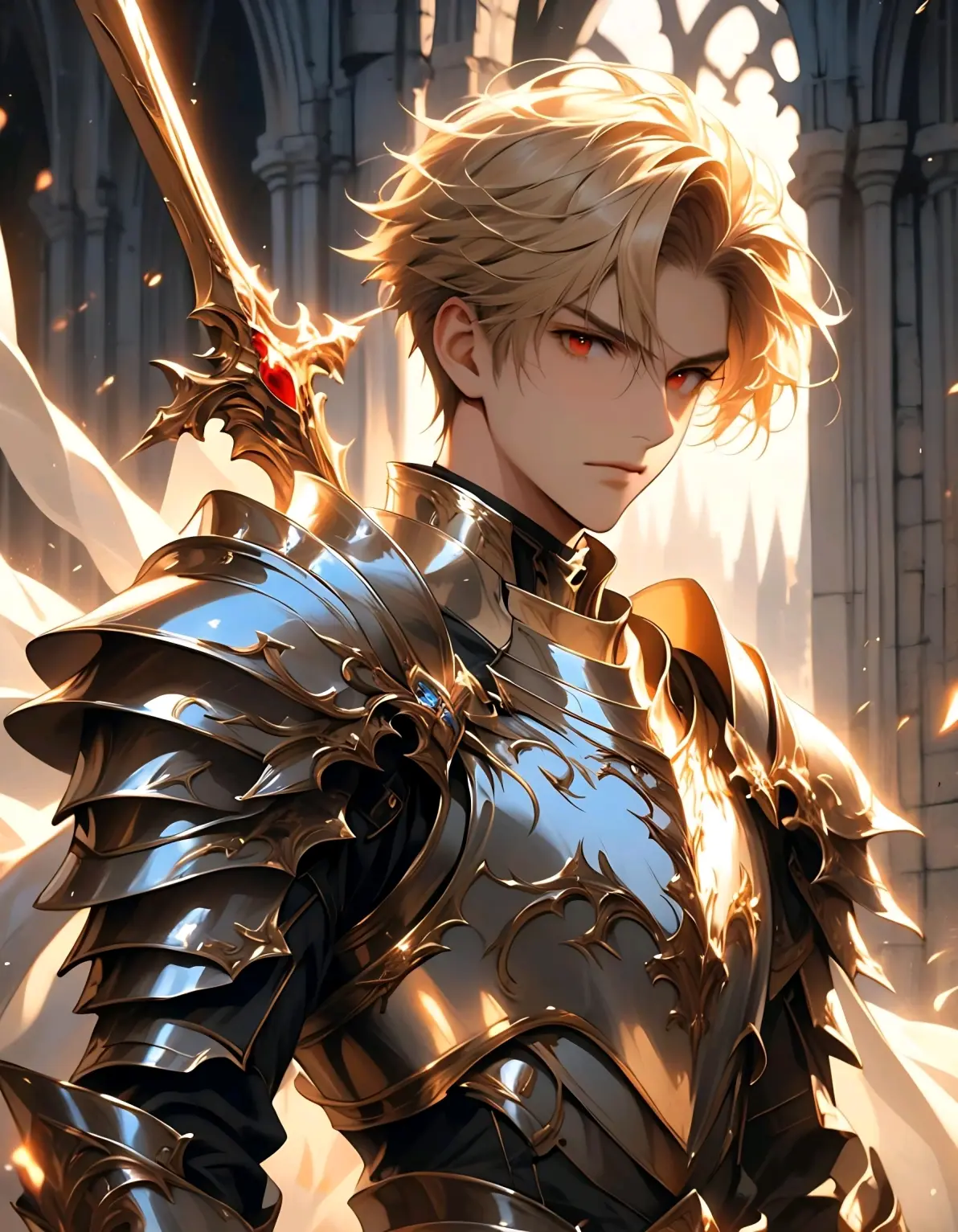 ai绘画,ai画的金发红眼男子.2025年5月12日